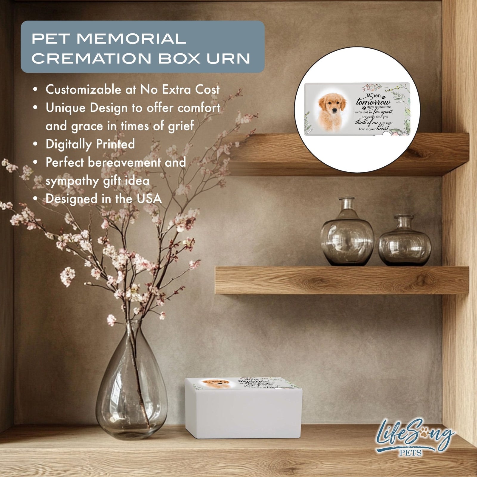 Biodegradable Pet Memorial Urn Box – A Sympathy Gift with Custom Engraving - When Tomorrow Starts - LifeSong Milestones