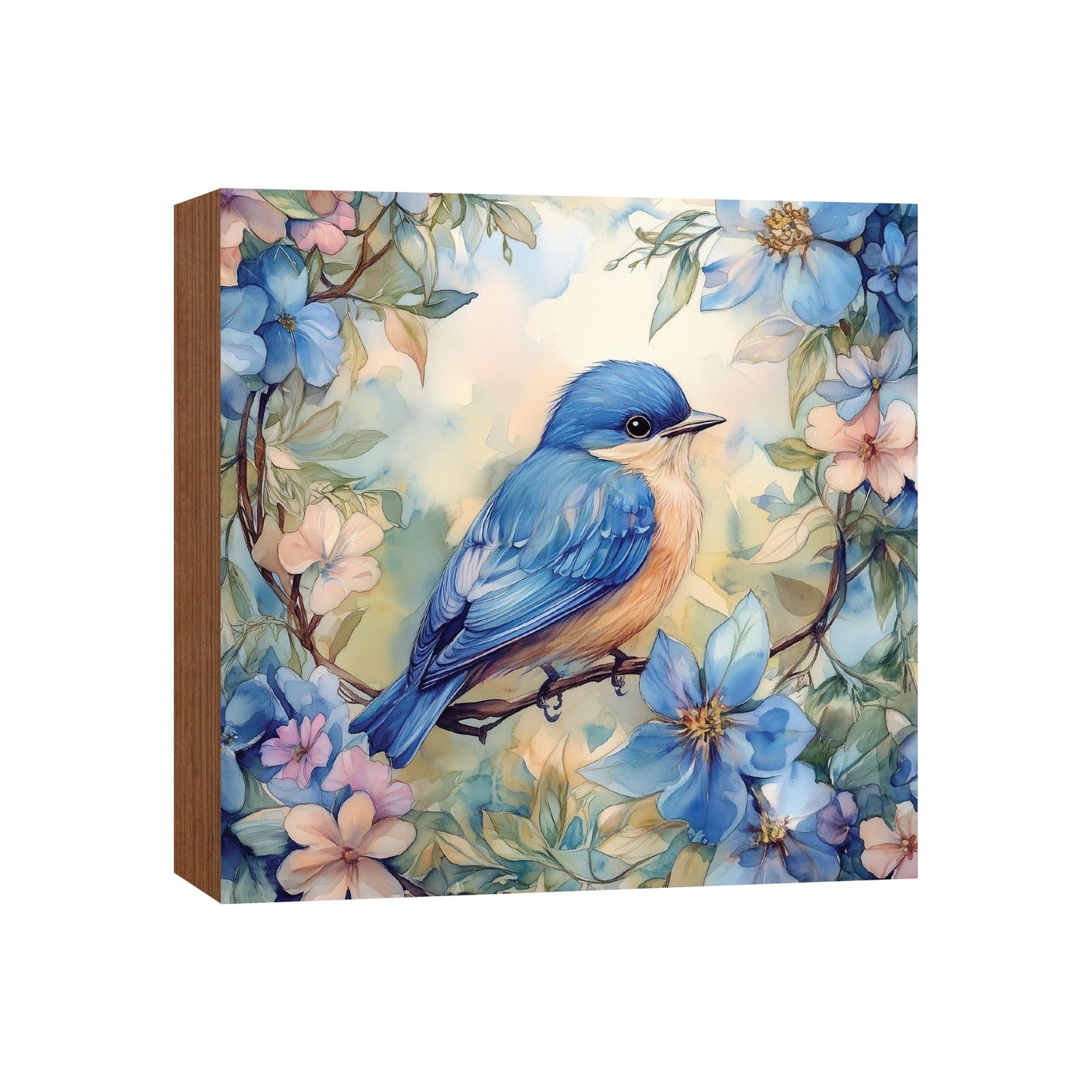 Bird Shelf Sitter for Tiered Tray — 5x5 Square Spring Wood Décor | 8 Nature Designs - LifeSong Milestones