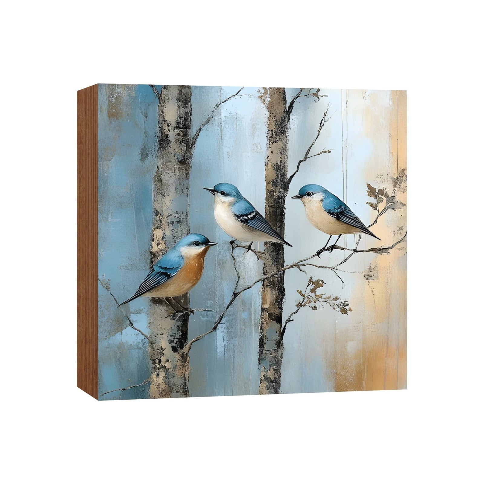 Bird Shelf Sitter for Tiered Tray — 5x5 Square Spring Wood Décor | 8 Nature Designs - LifeSong Milestones
