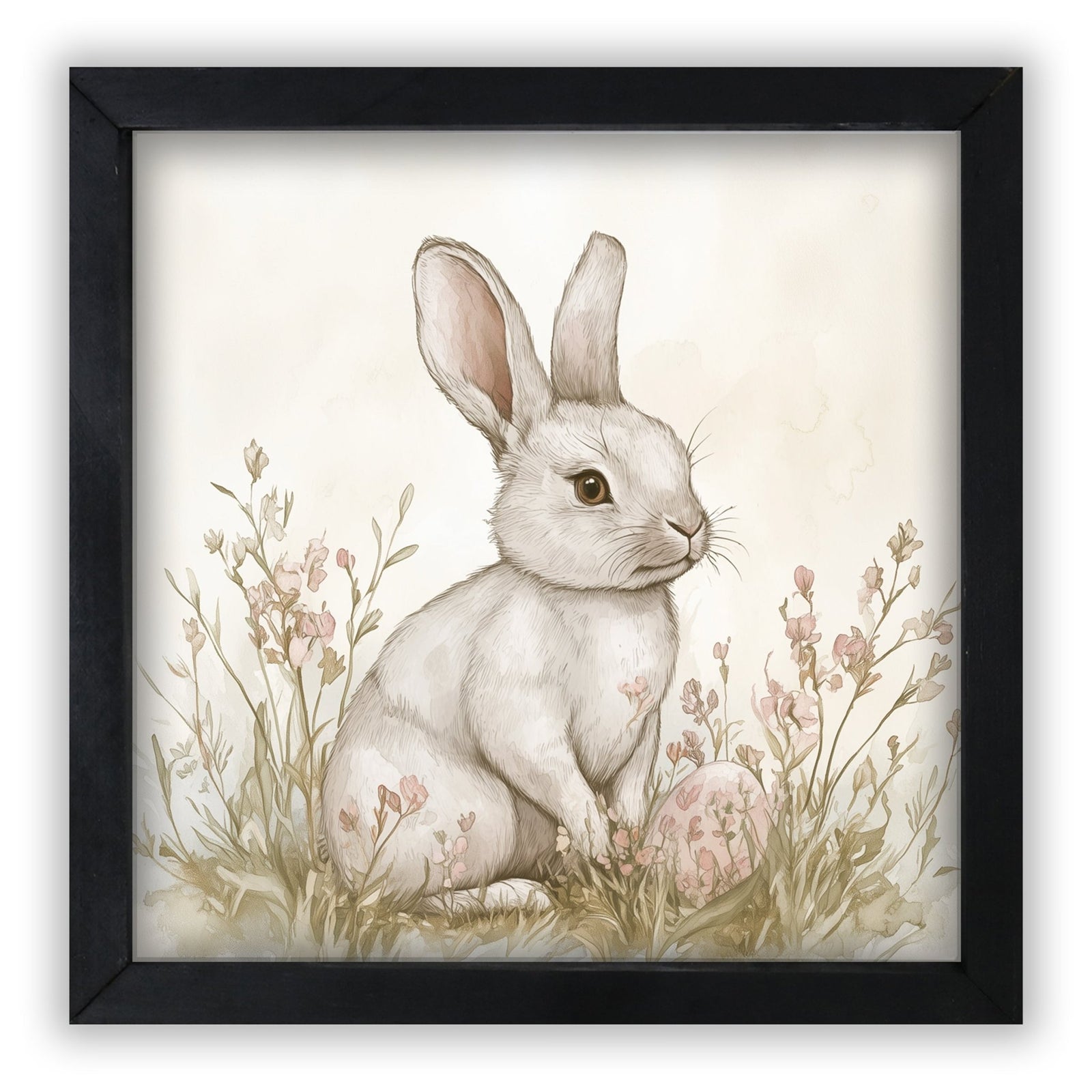Bunny Wall Art for Home — 20x20 Handcrafted Framed Wood Sign | Easter & Spring Décor Gift - LifeSong Milestones