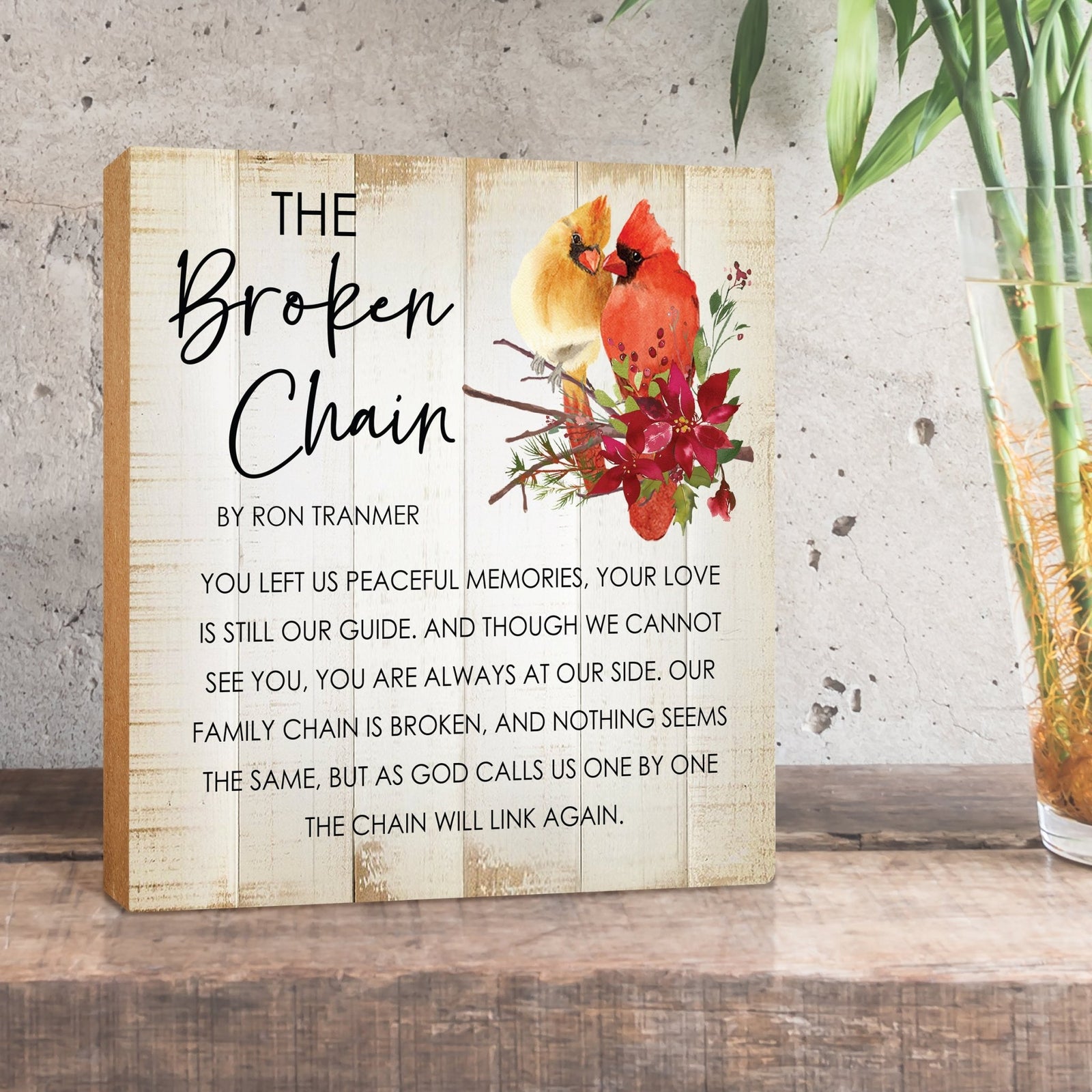 Cardinal Memorial Shelf Decor - The Broken Chain Poem - Sympathy Gift for Loss of Loved One - LifeSong Milestones