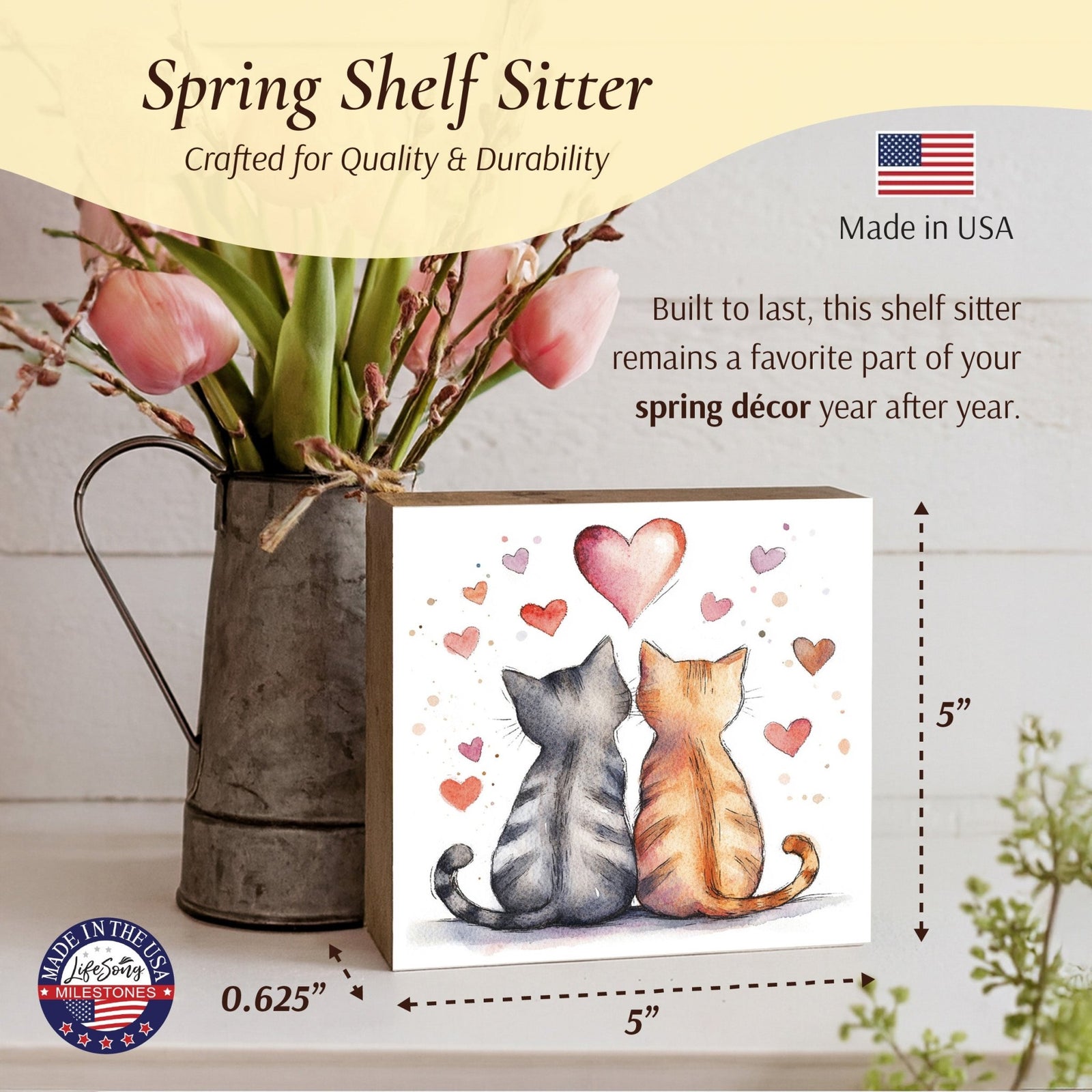 Cat Shelf Sitter for Cat Lovers — Handcrafted Birch Wood Home Décor | Gift for Cat Mom - LifeSong Milestones