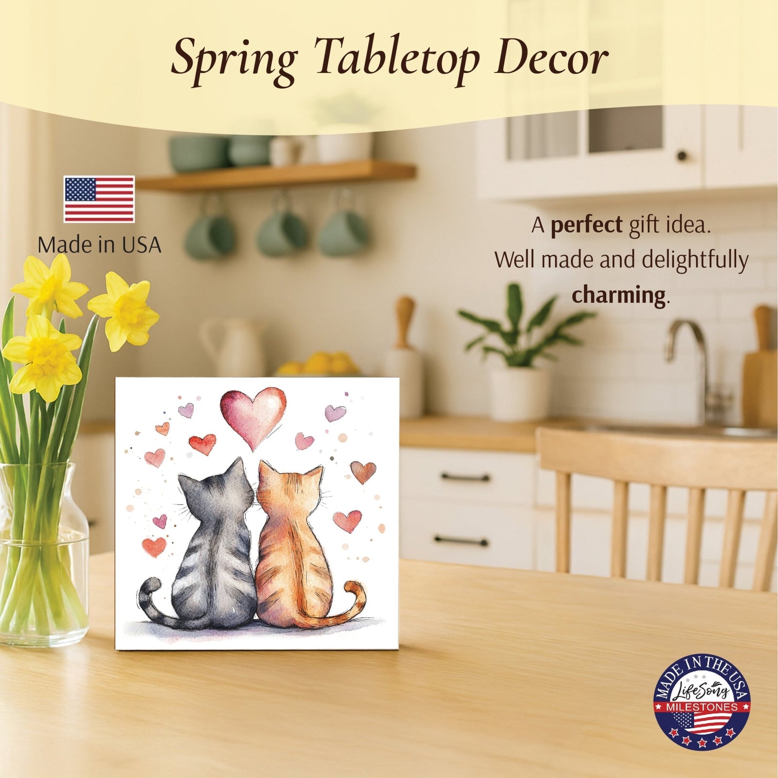Cat Shelf Sitter for Cat Lovers — Handcrafted Birch Wood Home Décor | Gift for Cat Mom - LifeSong Milestones