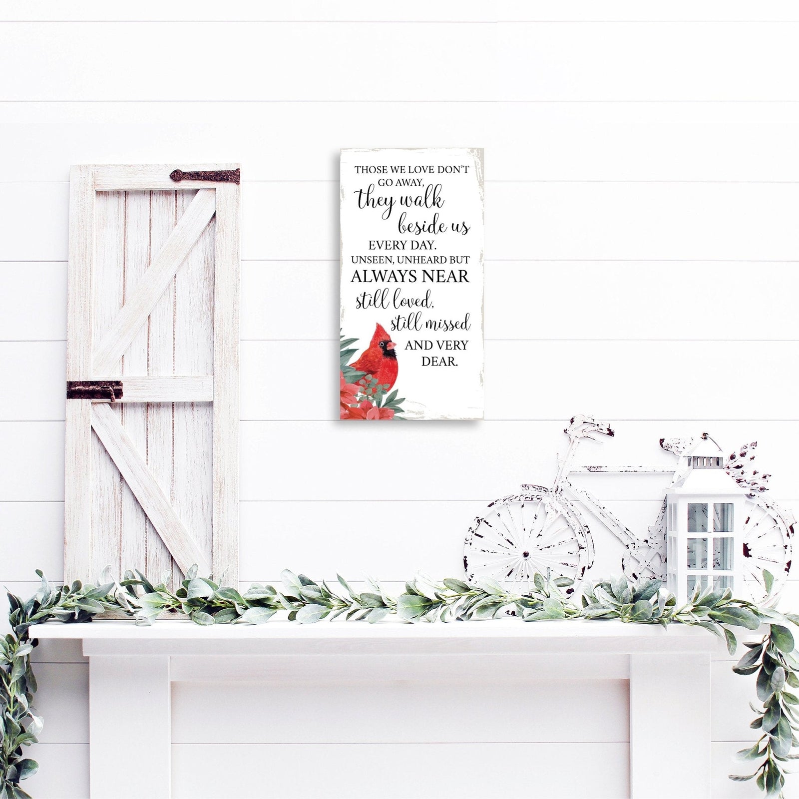 An elegant wooden memorial wall plaque adorned with a cardinal, designed to honor and cherish the memory of your loved one.