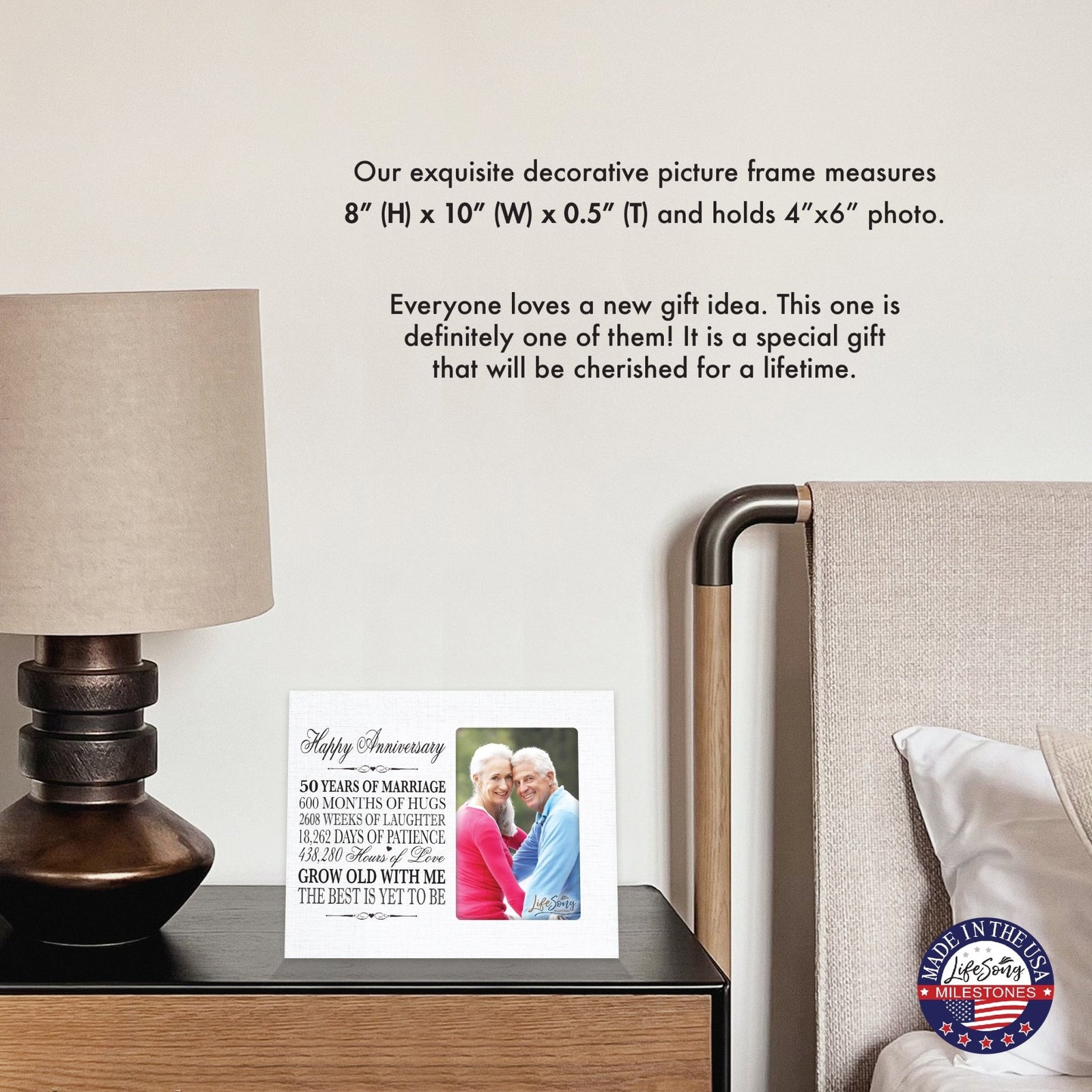 Couples Unique 50th Wedding Anniversary Photo Frame Decorations - Grow Old With Me - LifeSong Milestones