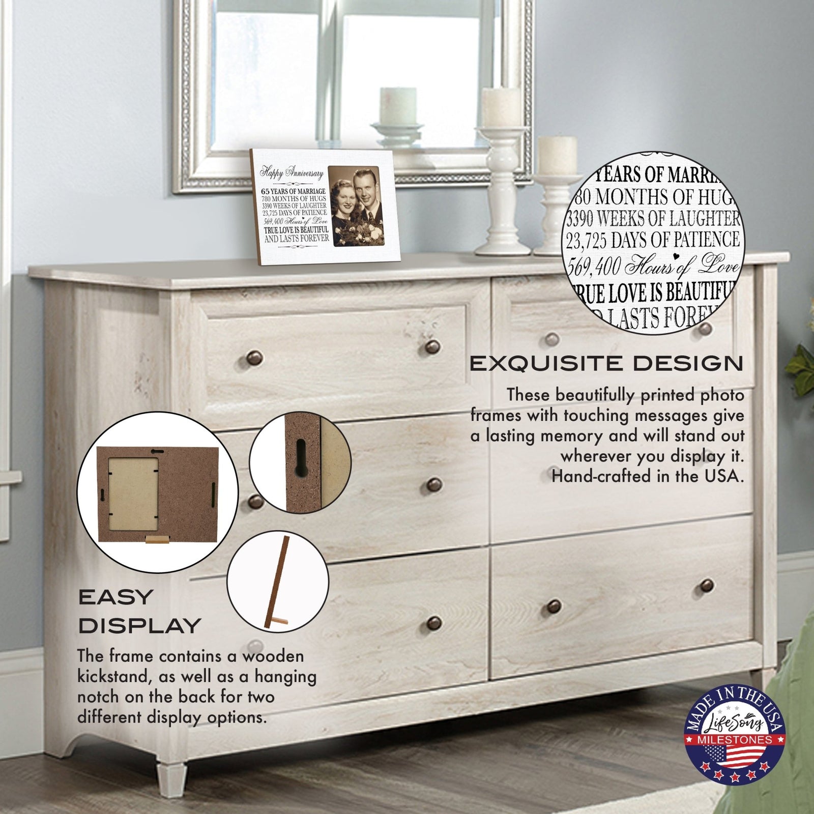 Couples Unique 65th Wedding Anniversary Photo Frame Decorations - True Love Is Beautiful - LifeSong Milestones