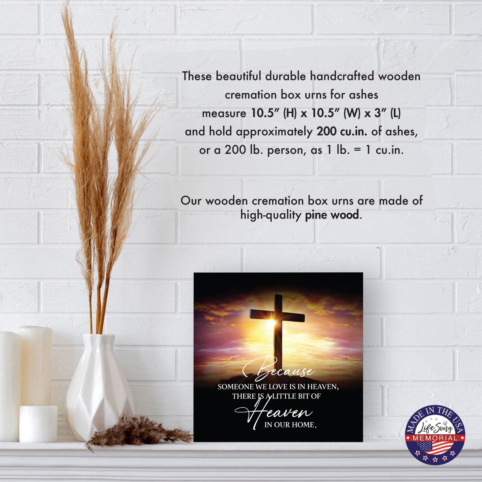 Cremation Urn for Human Ashes – Handcrafted Wooden Memorial Keepsake (Made in USA) - LifeSong Milestones