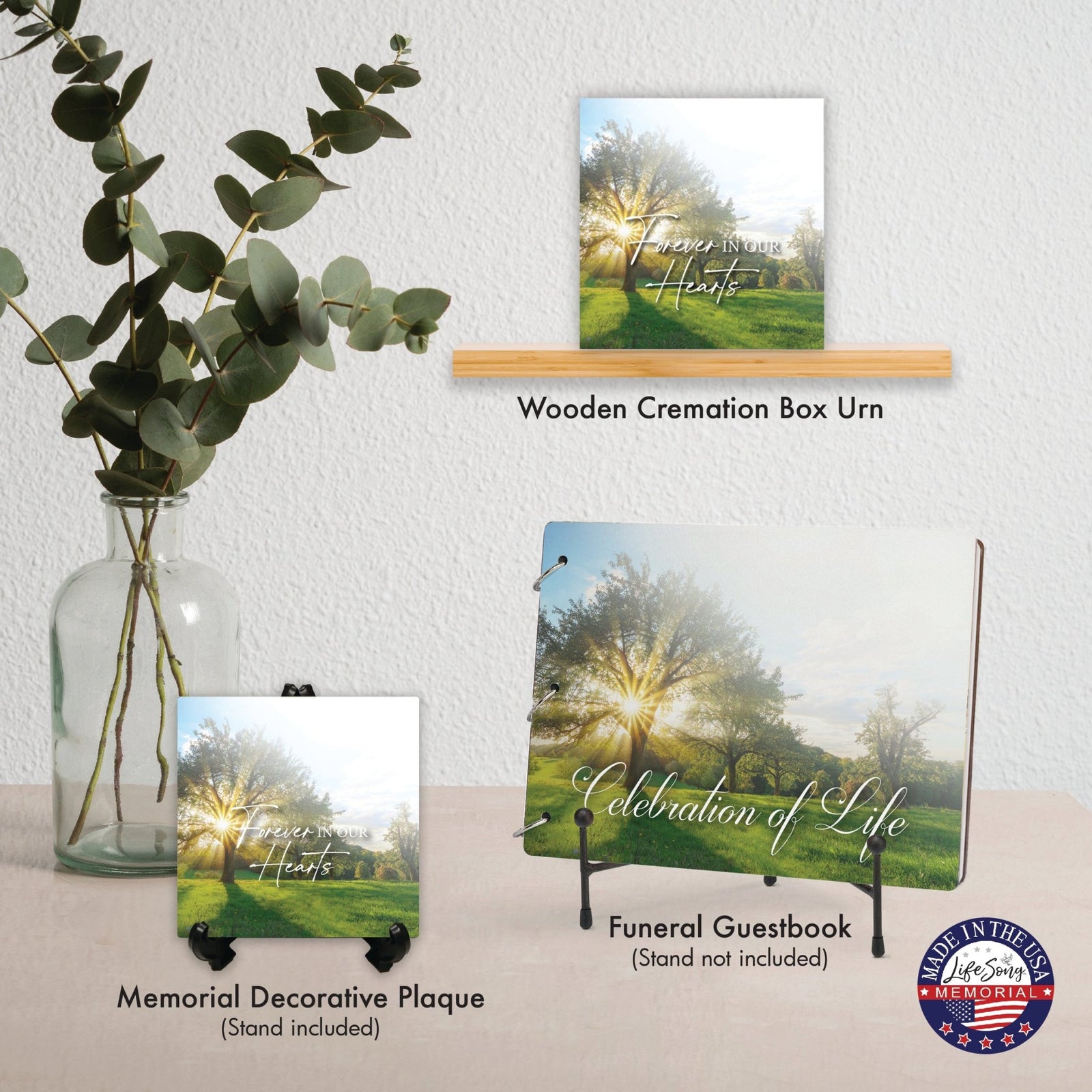 Cremation Urn Wooden Memorial Keepsake for Human Ashes – “Forever in Our Hearts” Tribute Box - LifeSong Milestones