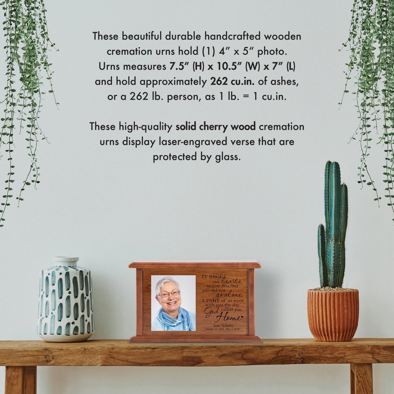 Custom Funeral Engraved Photo Cremation Urn Box Bereavement Gift - It Broke Our Hearts - LifeSong Milestones