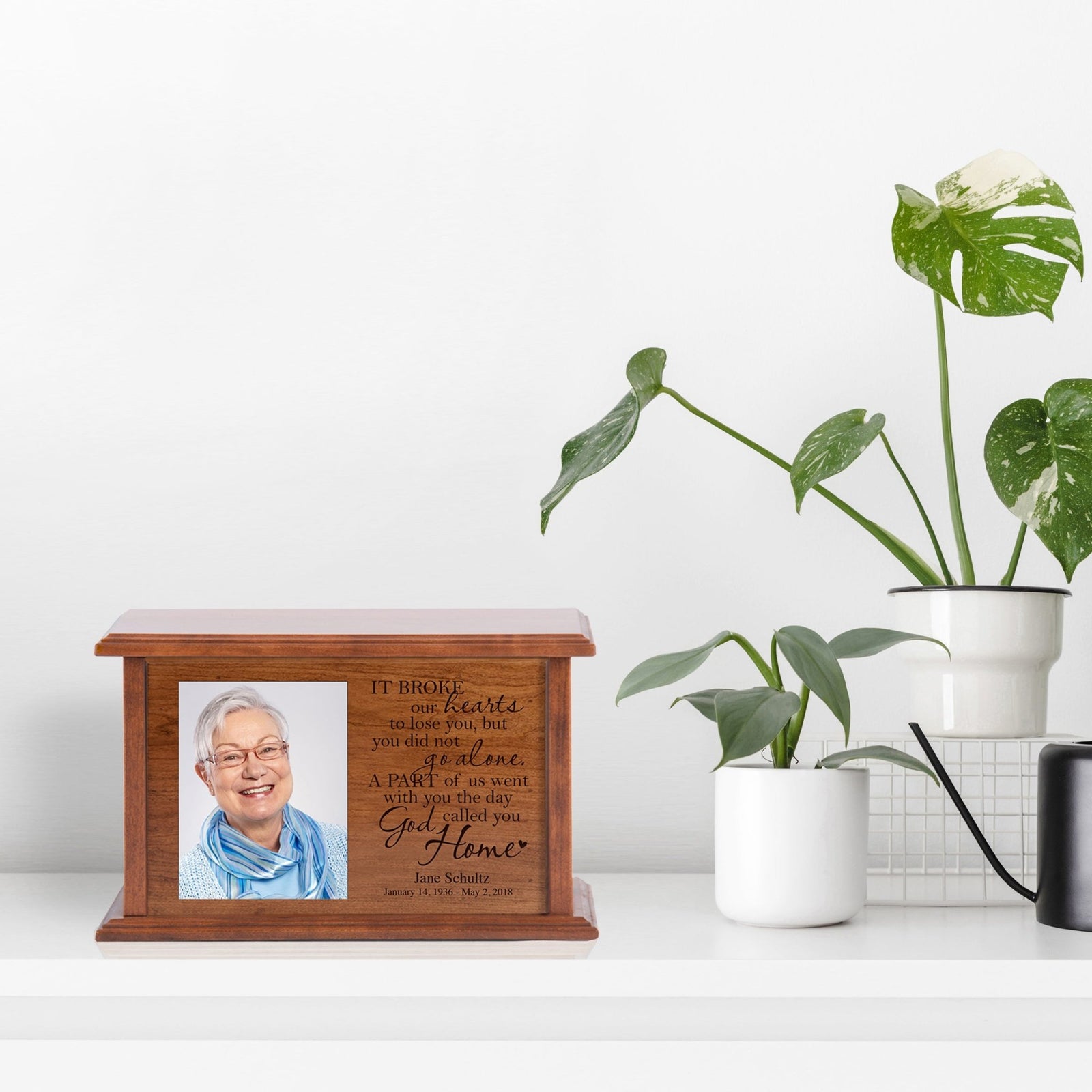 Custom Funeral Engraved Photo Cremation Urn Box Bereavement Gift - It Broke Our Hearts - LifeSong Milestones