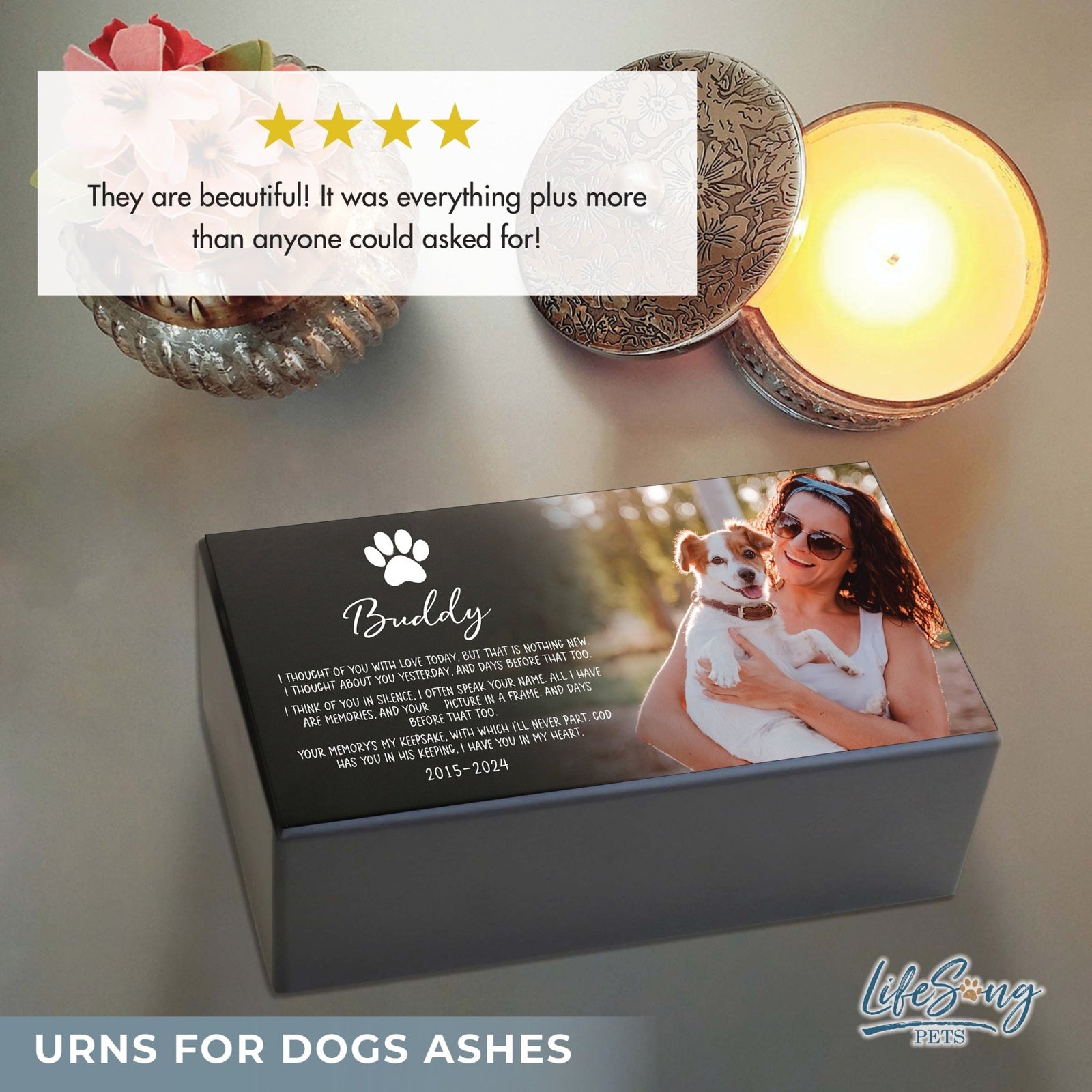 Custom Memorial Urn for Dogs and Cats with Engraving Options - I Thought Of You - LifeSong Milestones