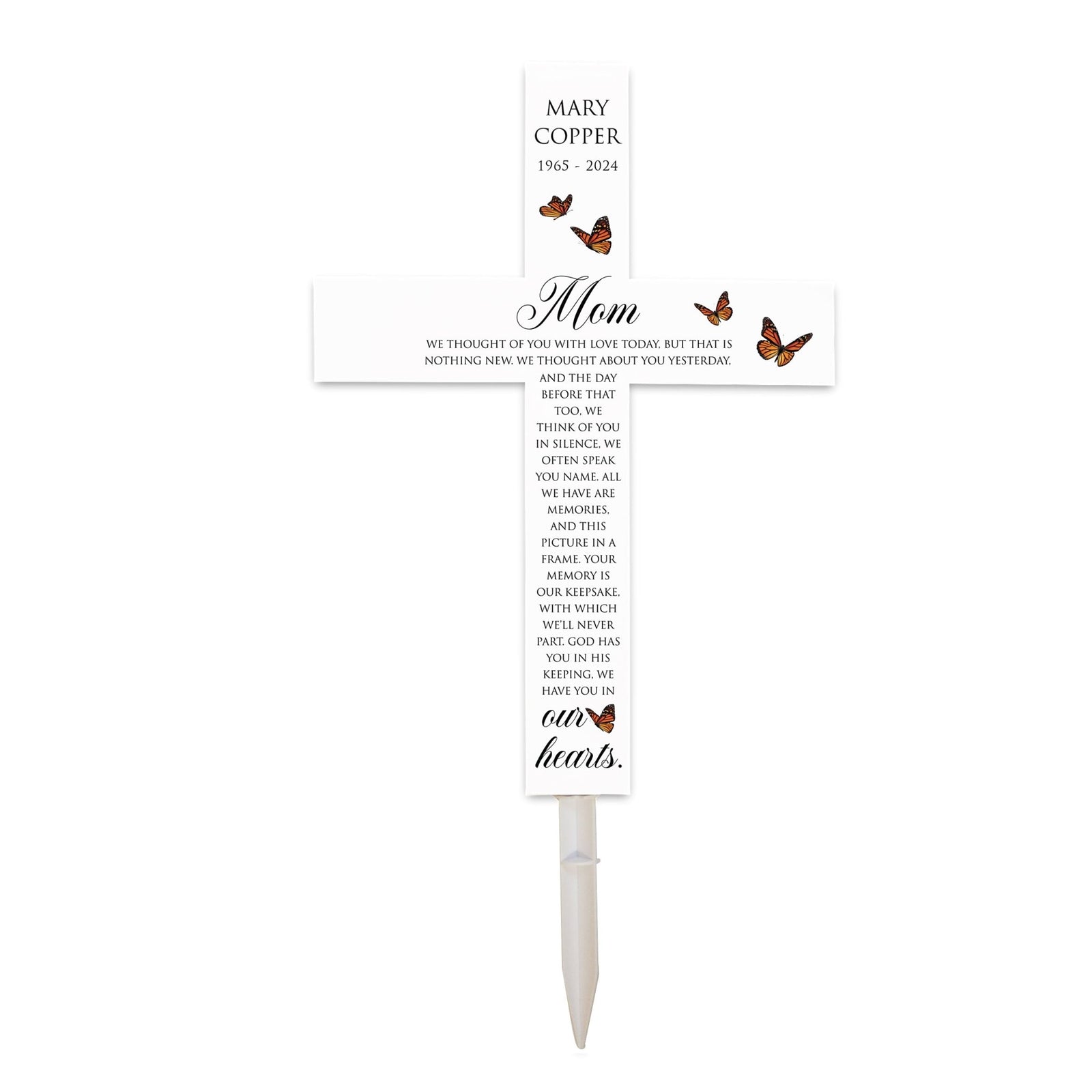 Custom Solar Lighted Cross Grave Marker| Loss of Loved One Cemetery Keepsake - LifeSong Milestones