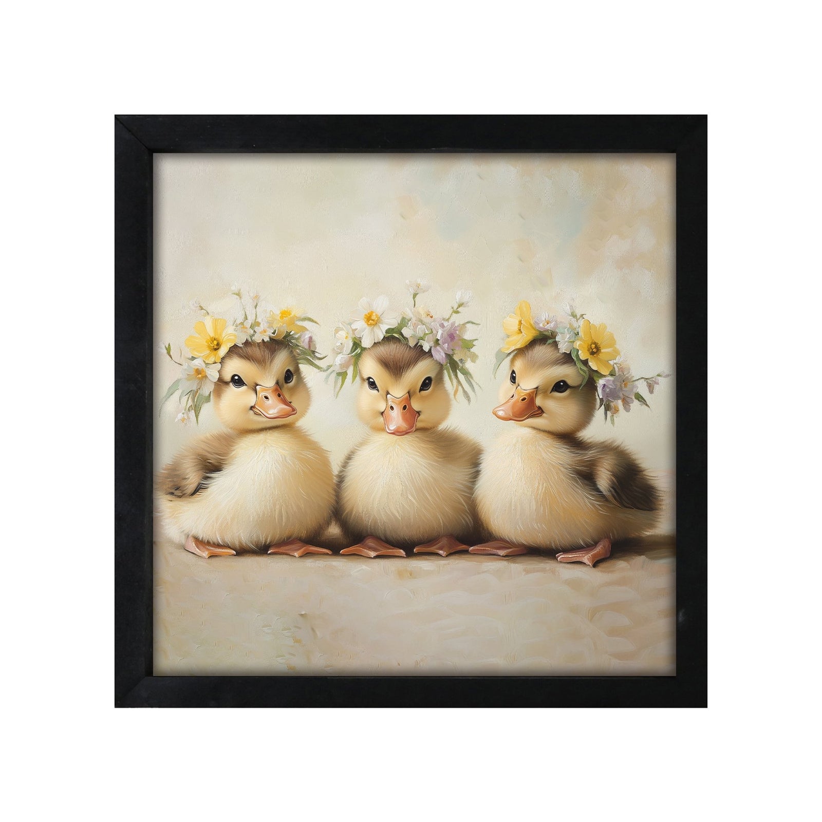 Duck Wall Art for Living Room — 20x20 Black Framed Wood Sign | Spring & Easter Home Décor Gift - LifeSong Milestones