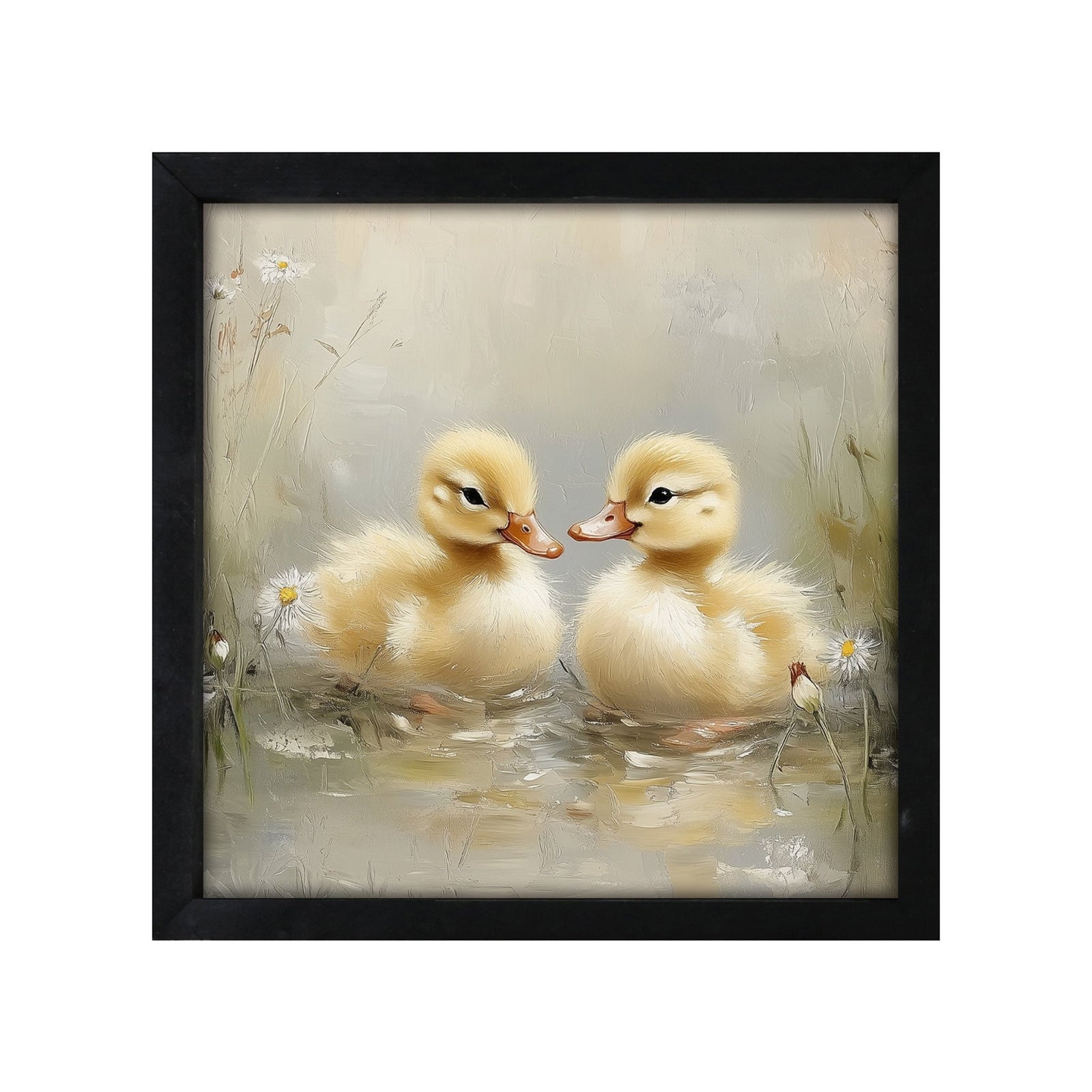 Duck Wall Art for Living Room — 20x20 Black Framed Wood Sign | Spring & Easter Home Décor Gift - LifeSong Milestones