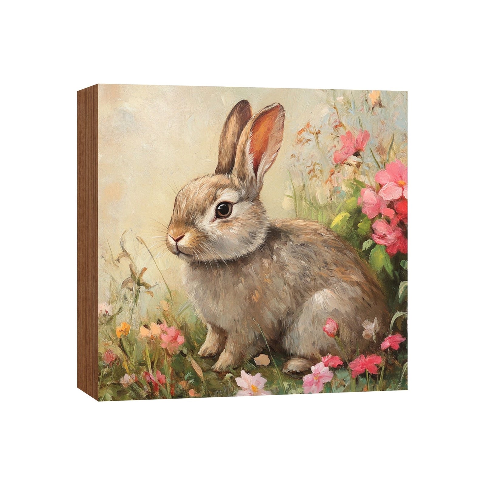 Easter Bunny Shelf Sitter 5x5 — Handcrafted Birch Wood Spring Tiered Tray Décor | Bunny Lover Gift - LifeSong Milestones