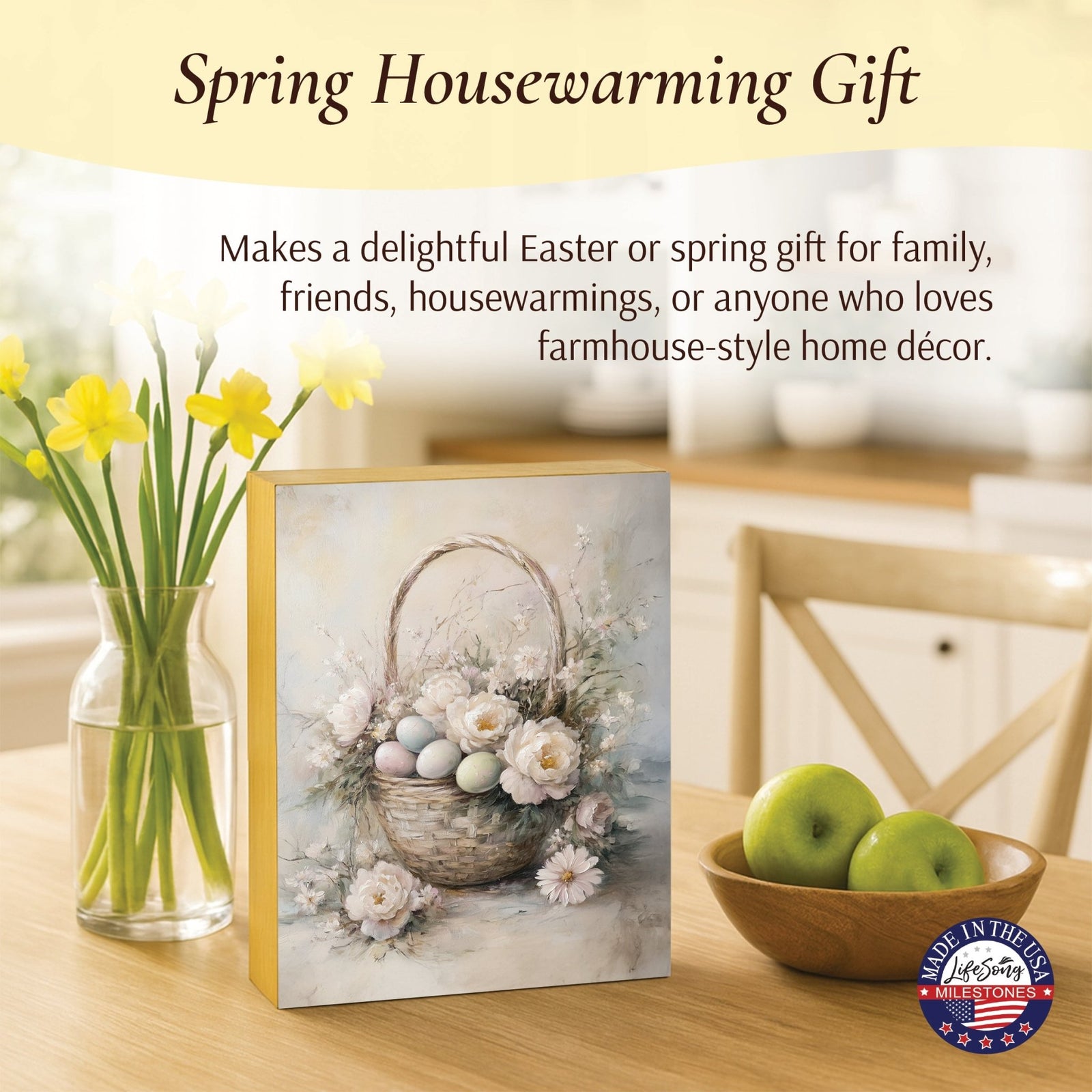 Easter Egg Shelf Sitter 4.5x6 — Handcrafted Birch Wood Spring & Easter Décor | Easter Gift for Her - LifeSong Milestones