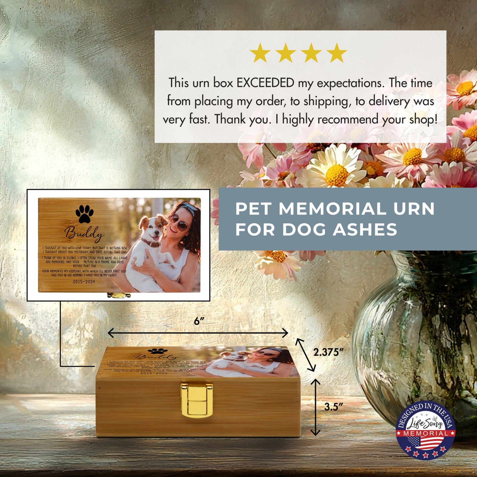 Eco - Friendly Bamboo Cremation Urn for Pet Ashes – Handcrafted Memorial Keepsake - LifeSong Milestones