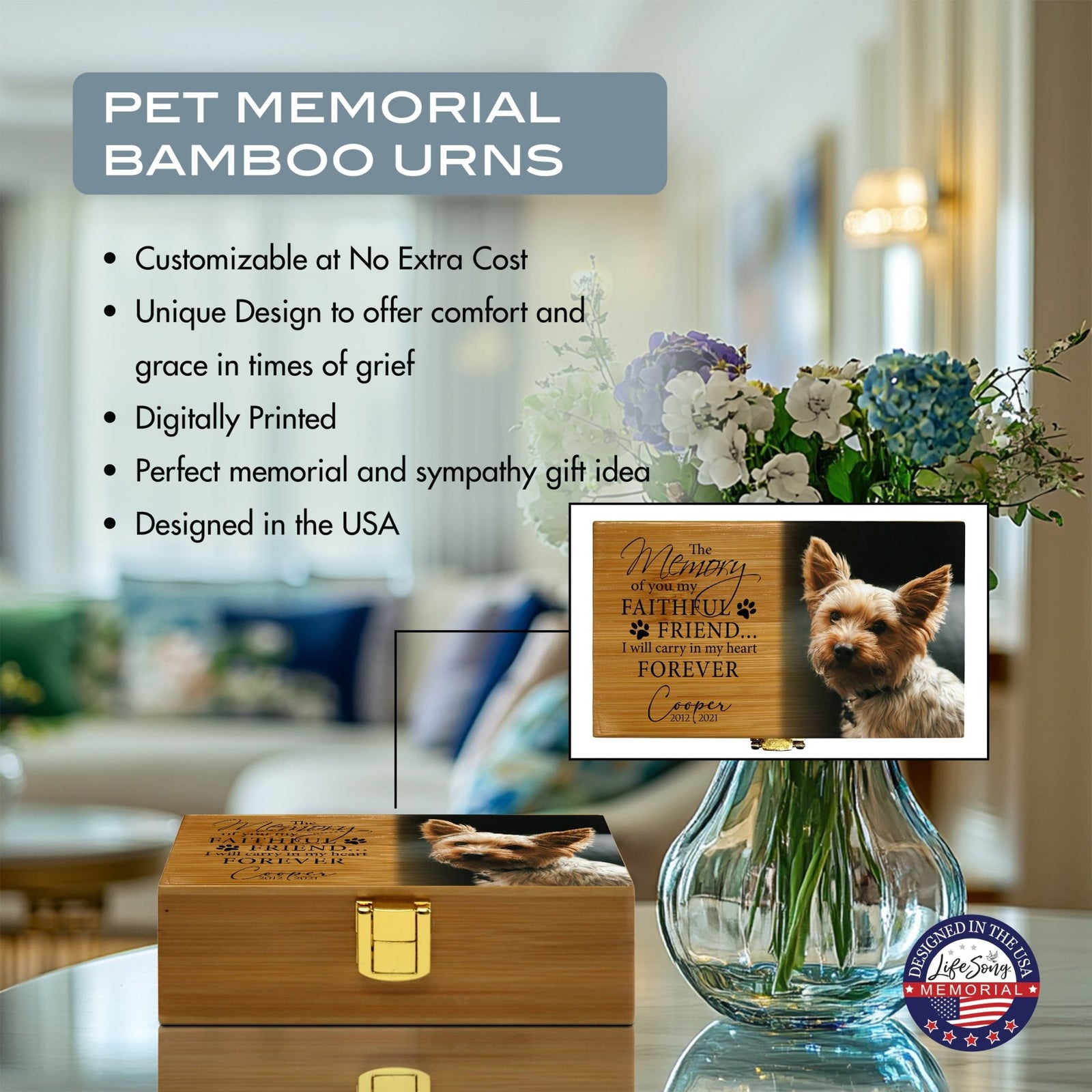 Eco - Friendly Bamboo Cremation Urn for Pet Ashes – Handcrafted Memorial Keepsake - LifeSong Milestones