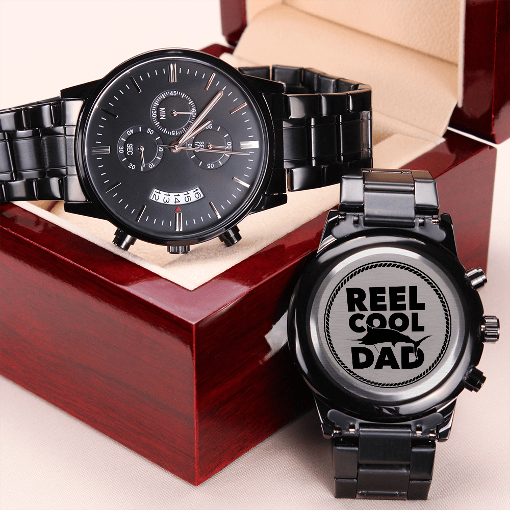 Engraved Chronograph Watch for Dad – 'Reel Cool Dad' Gift for Father's Day, Birthday or Christmas - LifeSong Milestones
