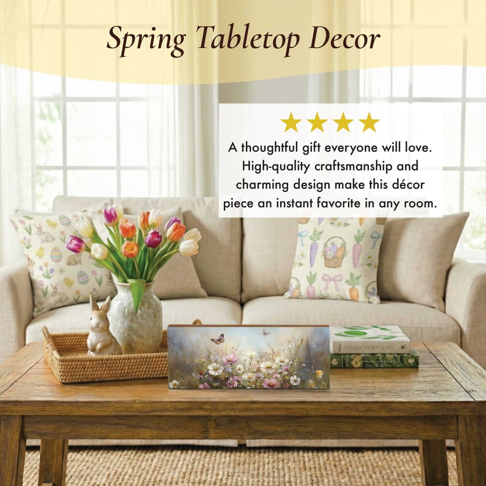 Floral Shelf Sitter — Handcrafted Birch Wood Flowers & Butterfly Décor for Mantel & Shelf | Gift for Her - LifeSong Milestones