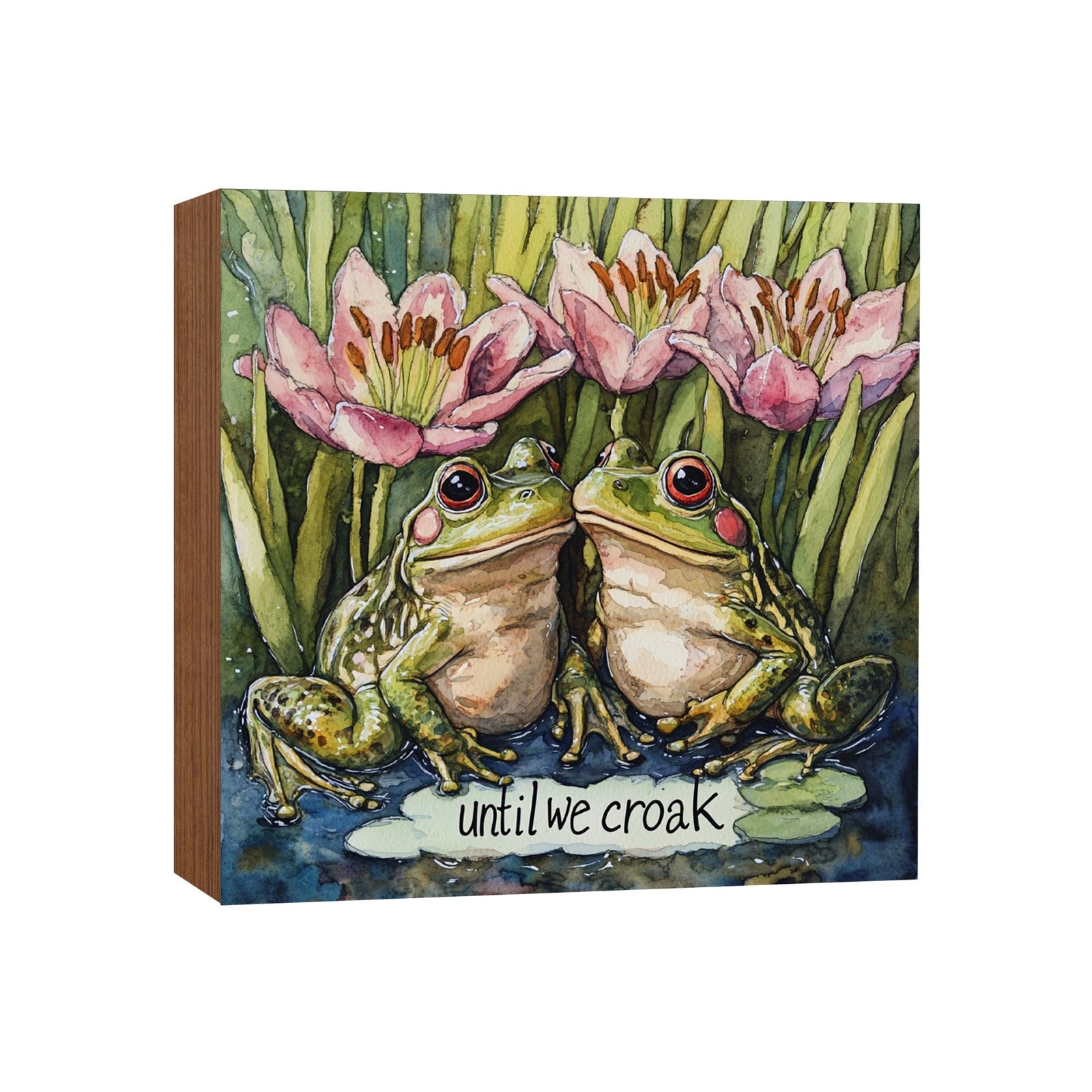 Frog Shelf Sitter 5x5 — Square Birch Wood Nature Décor for Tiered Tray & Shelf | Frog Lover Gift - LifeSong Milestones