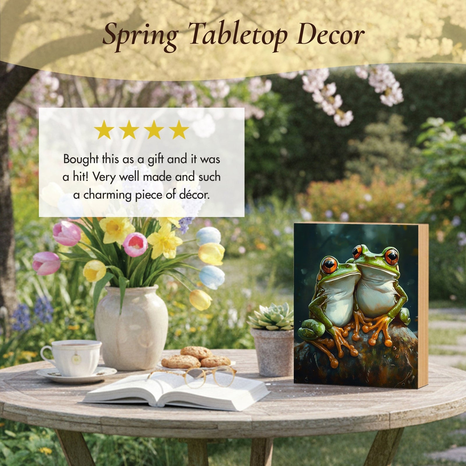 Frog Shelf Sitter for Mantel & Shelf — Handcrafted Birch Wood Nature Décor | Frog Lover Gift - LifeSong Milestones
