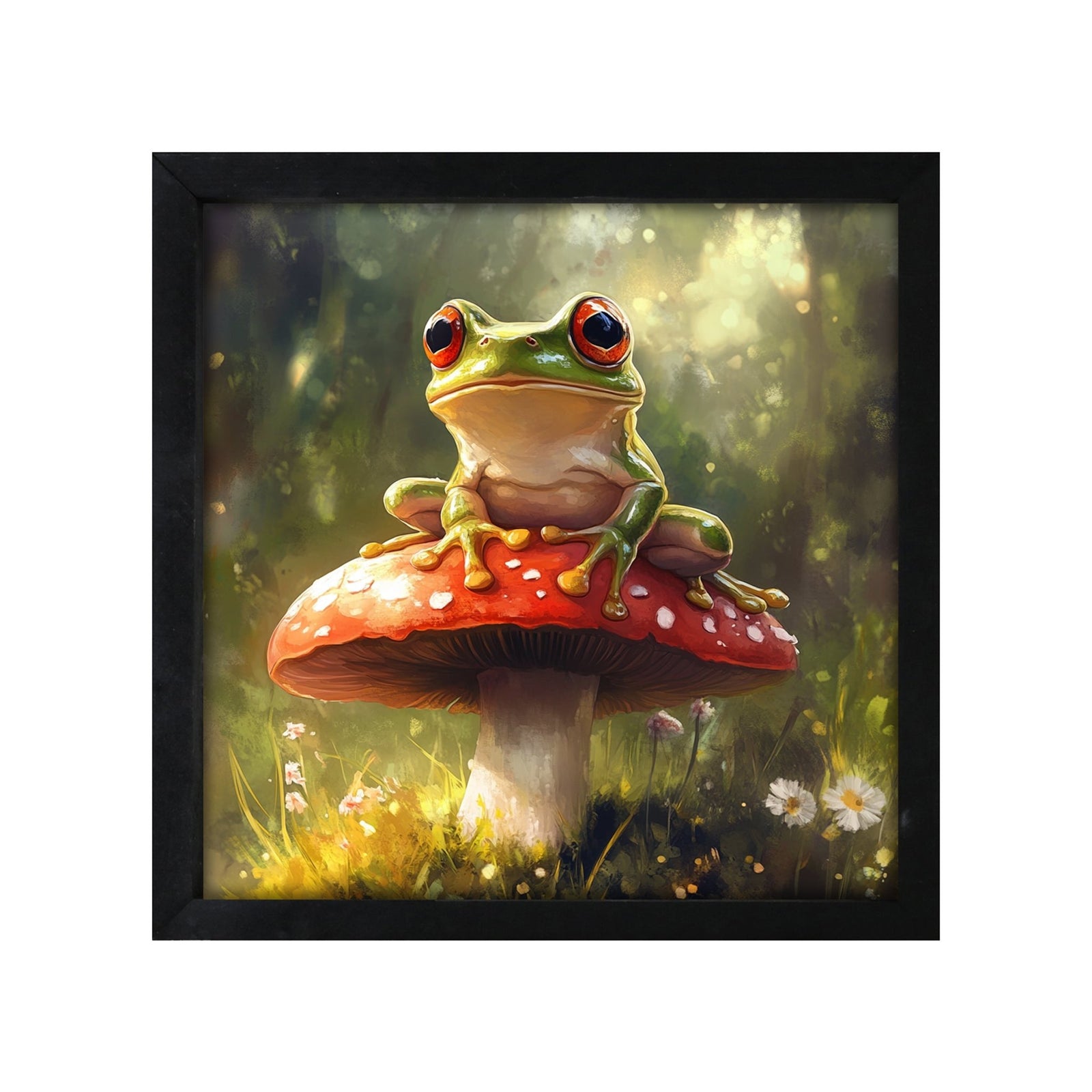 Frog Wall Art for Home — 20x20 Black Framed Wood Sign | Nature & Animal Home Décor Gift - LifeSong Milestones