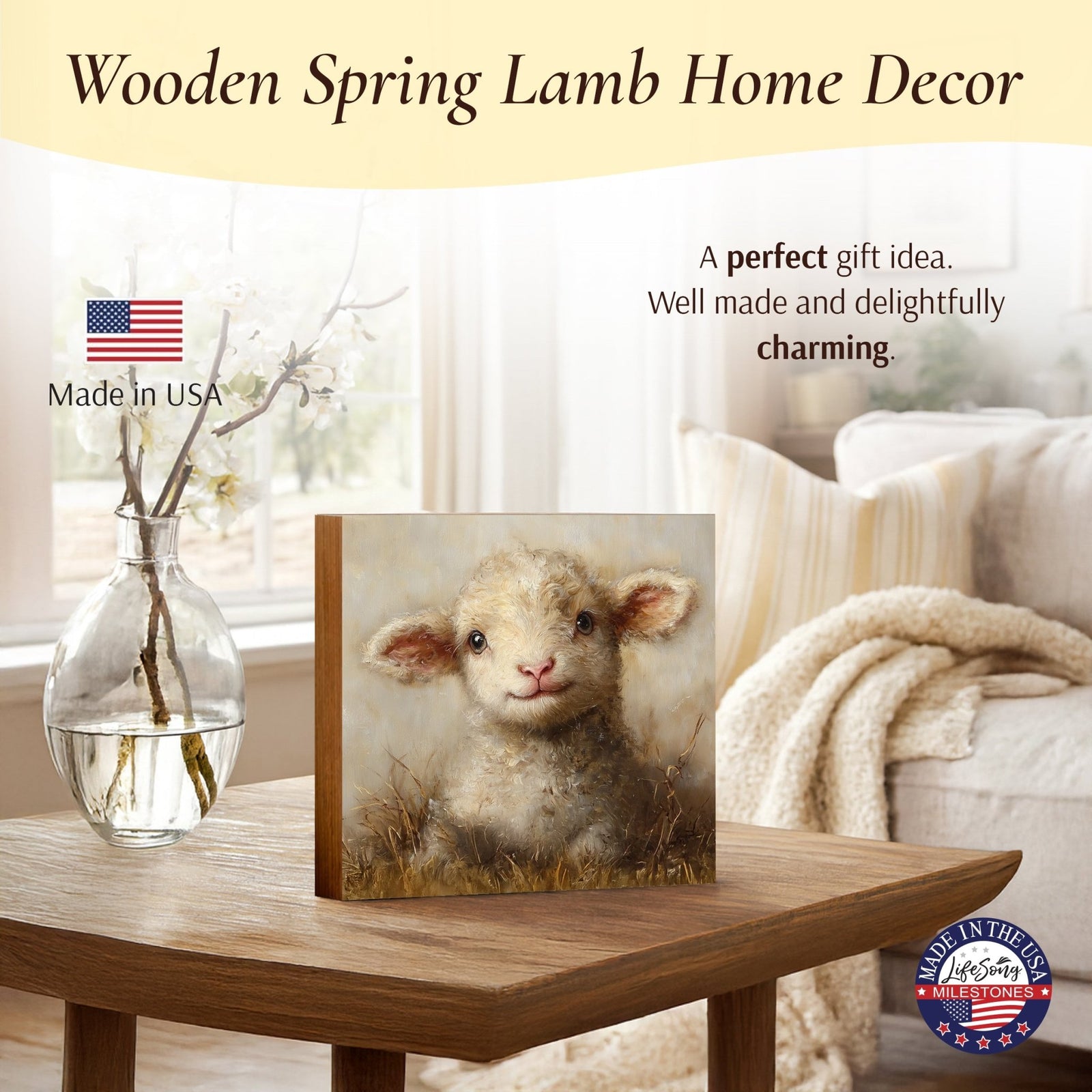 Goat Shelf Sitter — Handcrafted Birch Wood Nature Décor for Mantel, Shelf & Tiered Tray | Goat Gift - LifeSong Milestones