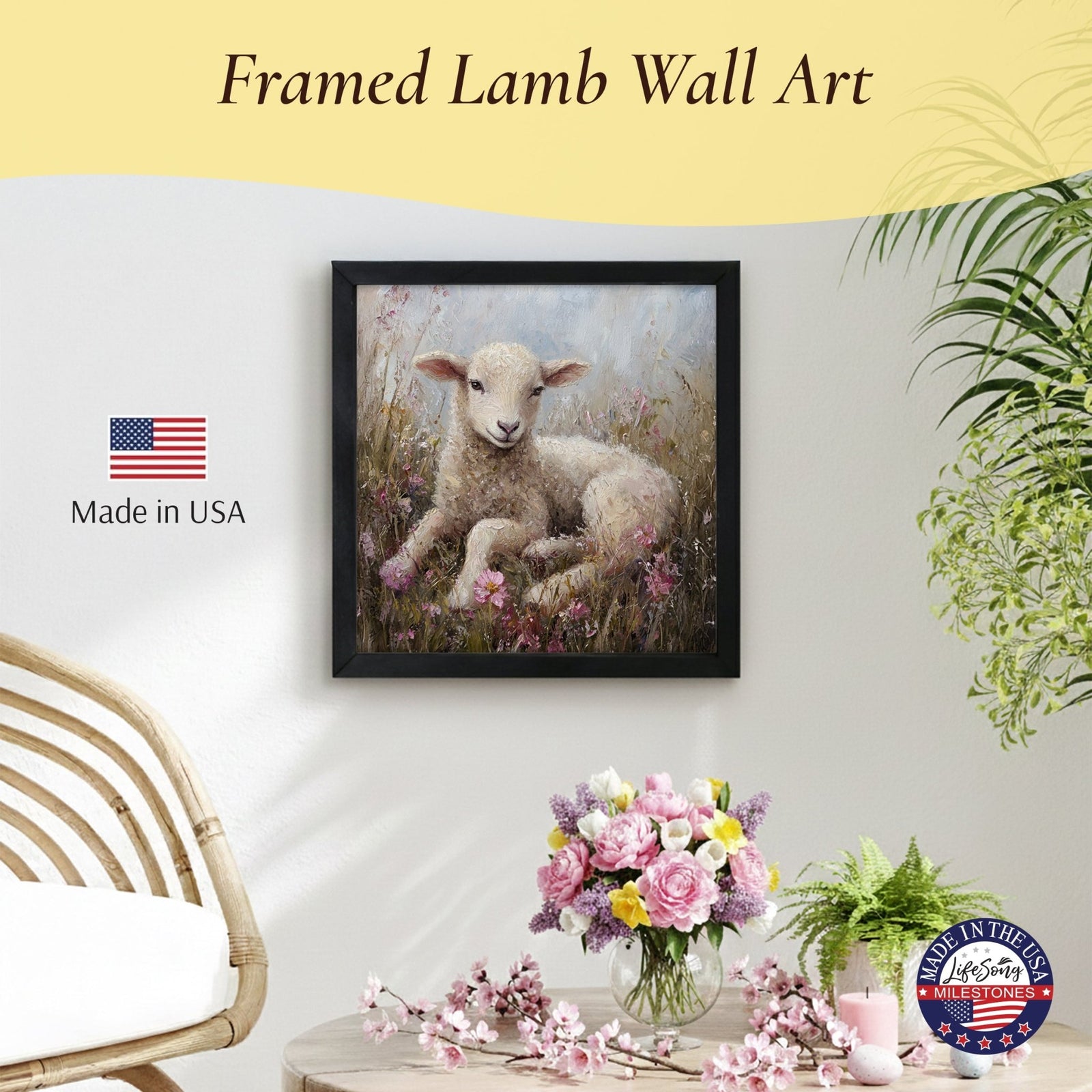 Goat Wall Art for Home — 20x20 Handcrafted Framed Wood Sign | Goat & Lamb Lover Gift - LifeSong Milestones