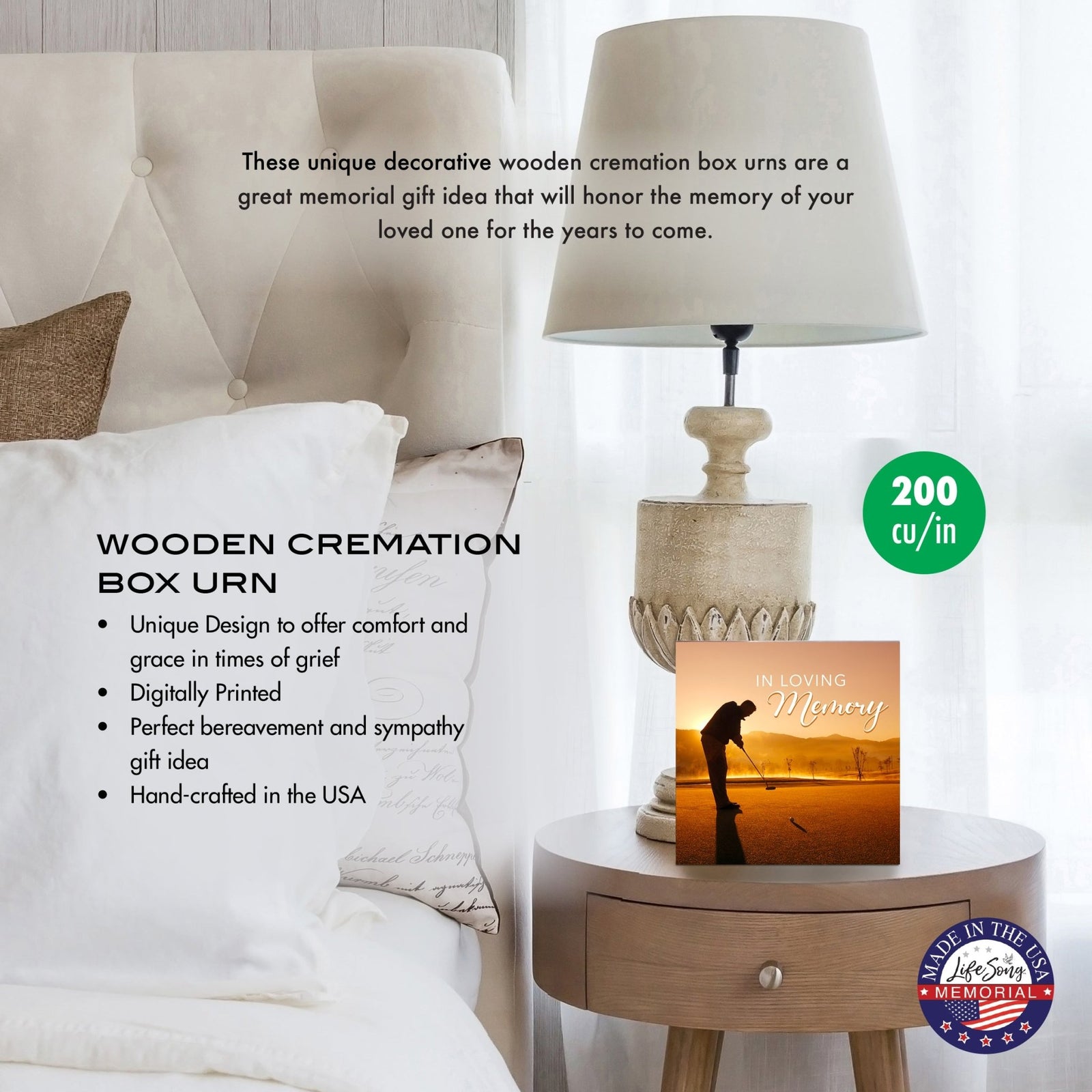 Handcrafted Wooden Cremation Urn Box – Memorial Display for Human Ashes - LifeSong Milestones