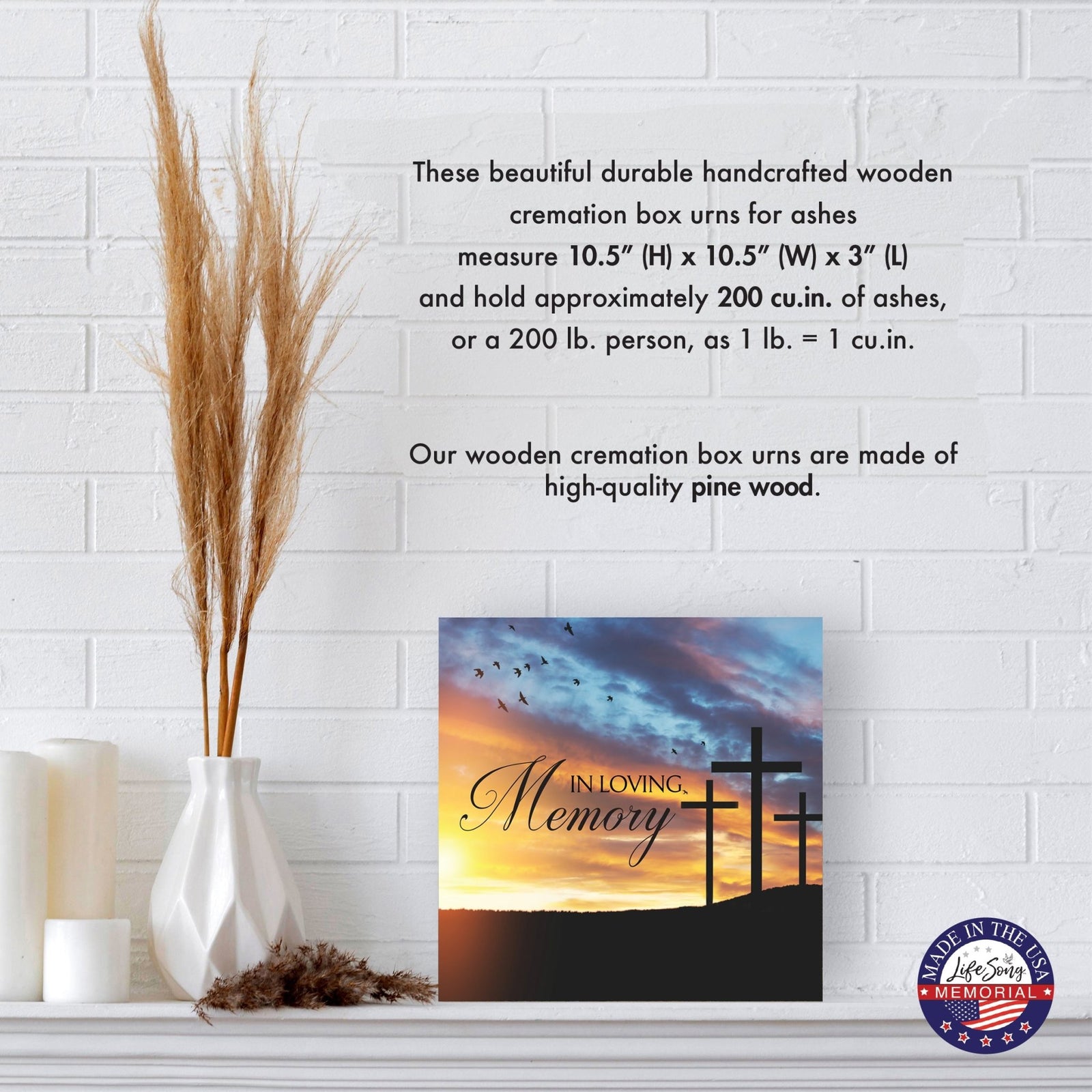 Memorial Shadow Box Urn – Wooden Cremation Urn for Human Ashes - In Loving Memory - LifeSong Milestones