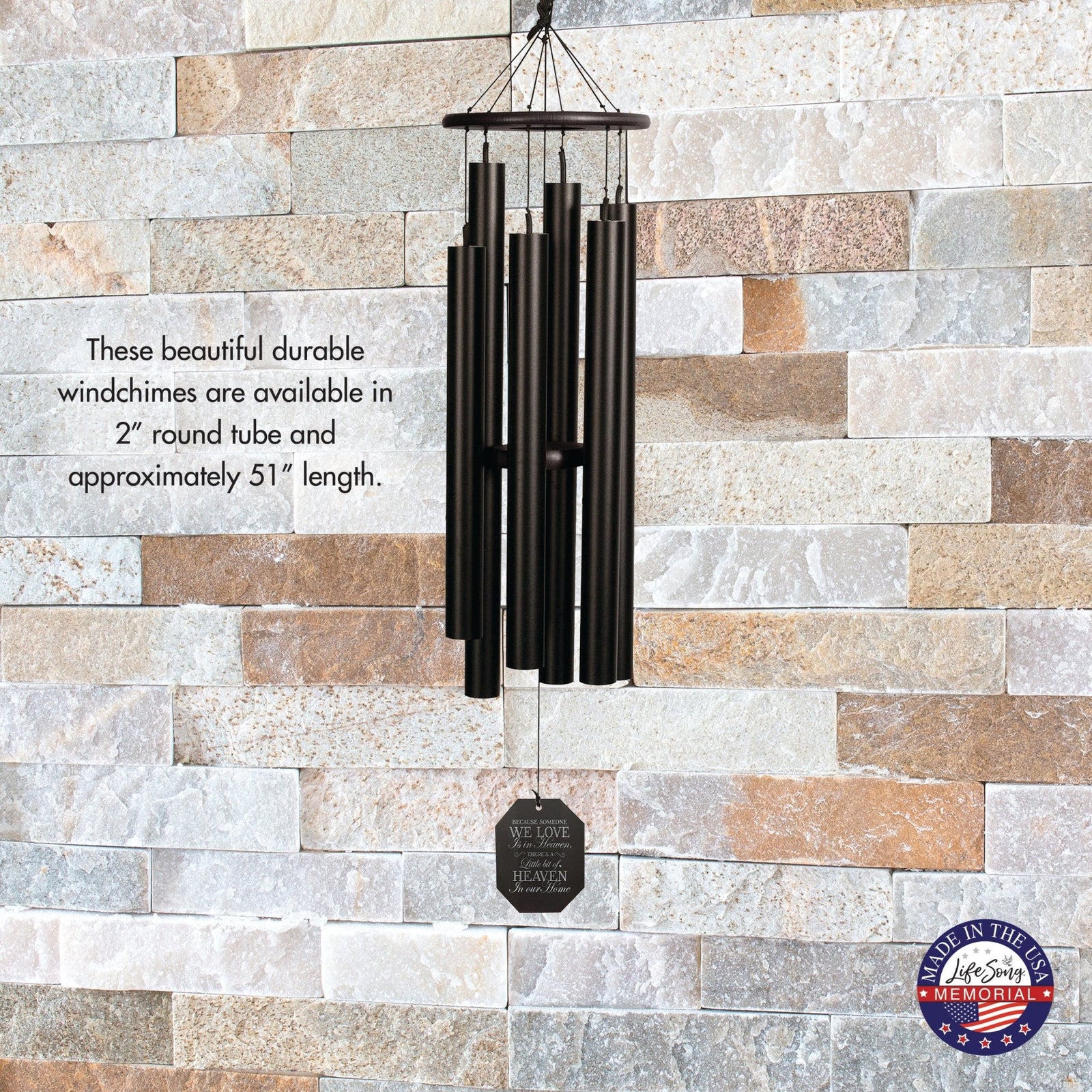 Memorial Sympathy Wind Chimes| Aqua Tune 51"| Family Home Decor - LifeSong Milestones