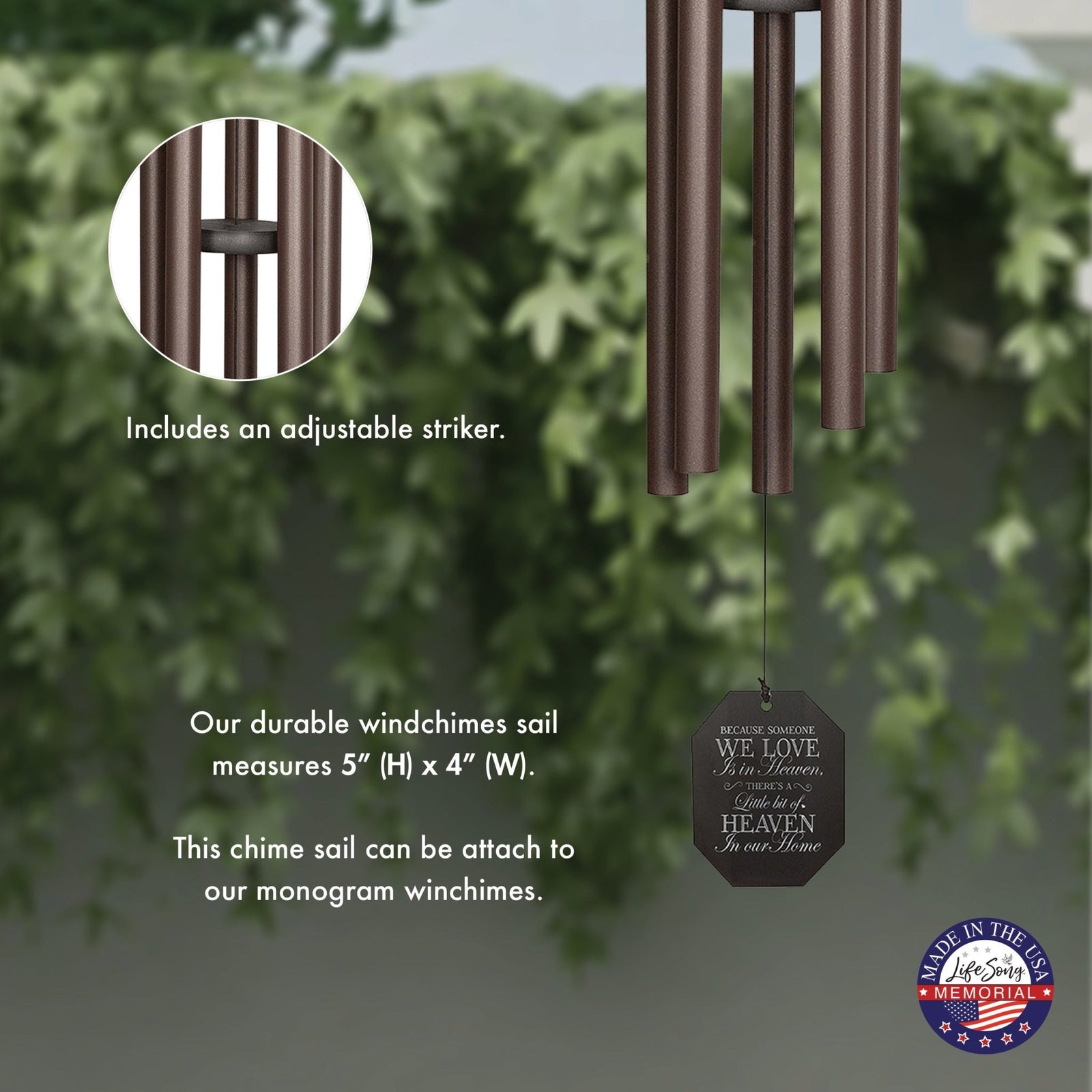 Memorial Sympathy Wind Chimes| Court Haus 62" | Family Home Decor - LifeSong Milestones