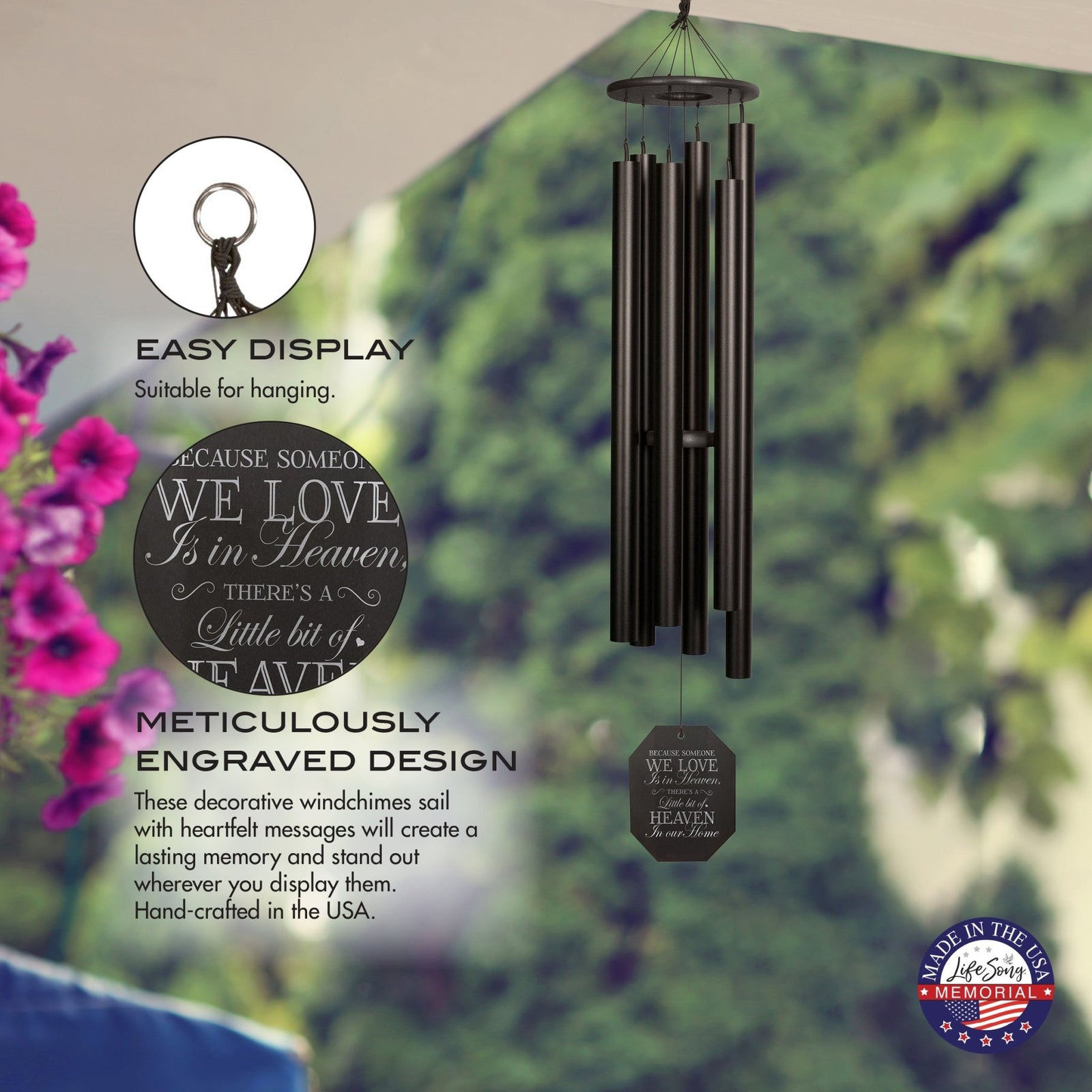 Memorial Sympathy Wind Chimes| Dream Maker 64" | Family Home Decor - LifeSong Milestones