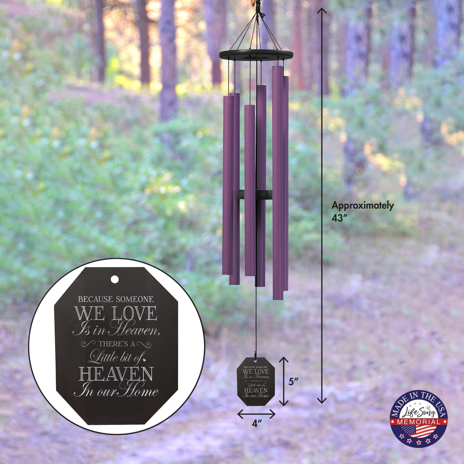 Memorial Sympathy Wind Chimes| Evening Primrose 43" | Family Home Decor - LifeSong Milestones