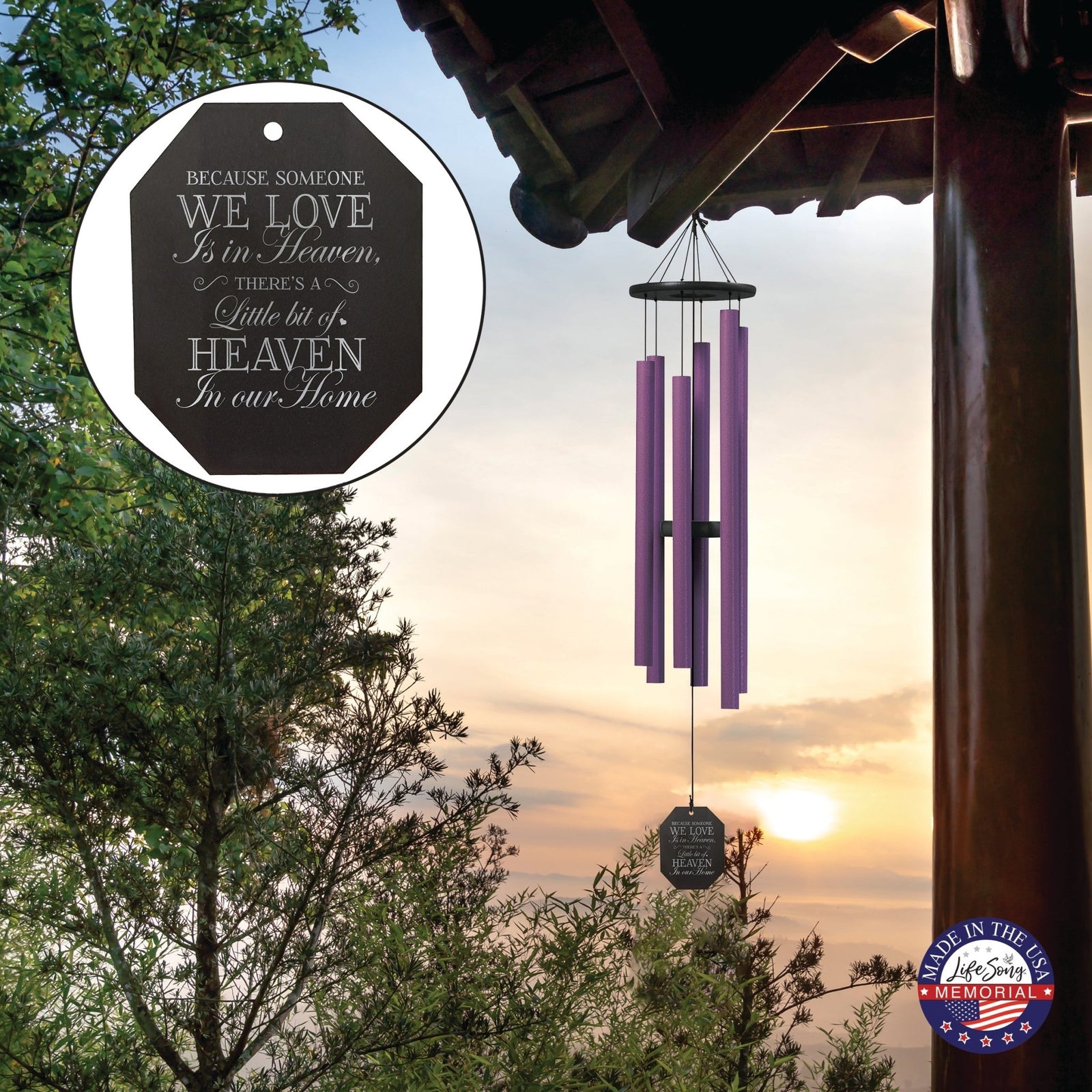 Memorial Sympathy Wind Chimes| Evening Primrose 43" | Family Home Decor - LifeSong Milestones