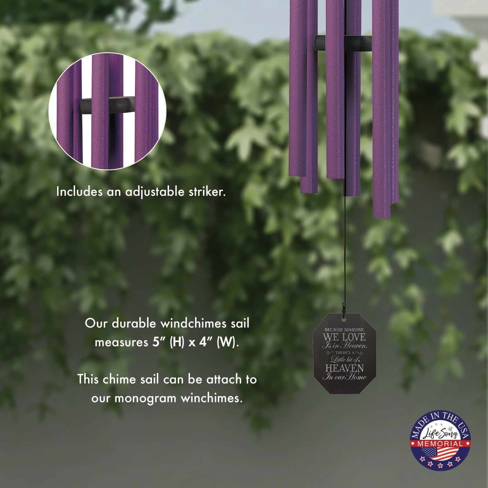 Memorial Sympathy Wind Chimes| Evening Primrose 43" | Family Home Decor - LifeSong Milestones
