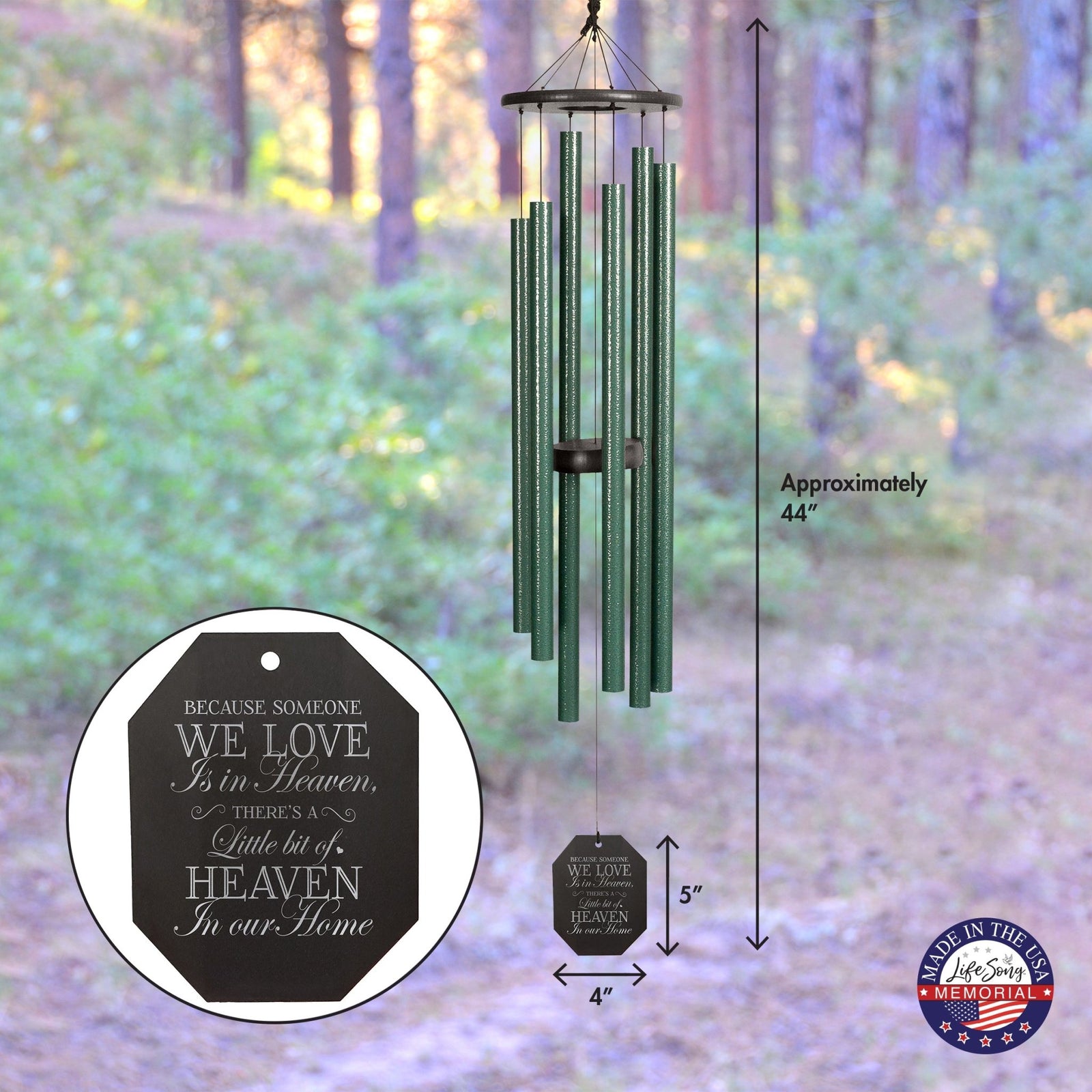 Memorial Sympathy Wind Chimes| Forest Edge 44" | Family Home Decor - LifeSong Milestones