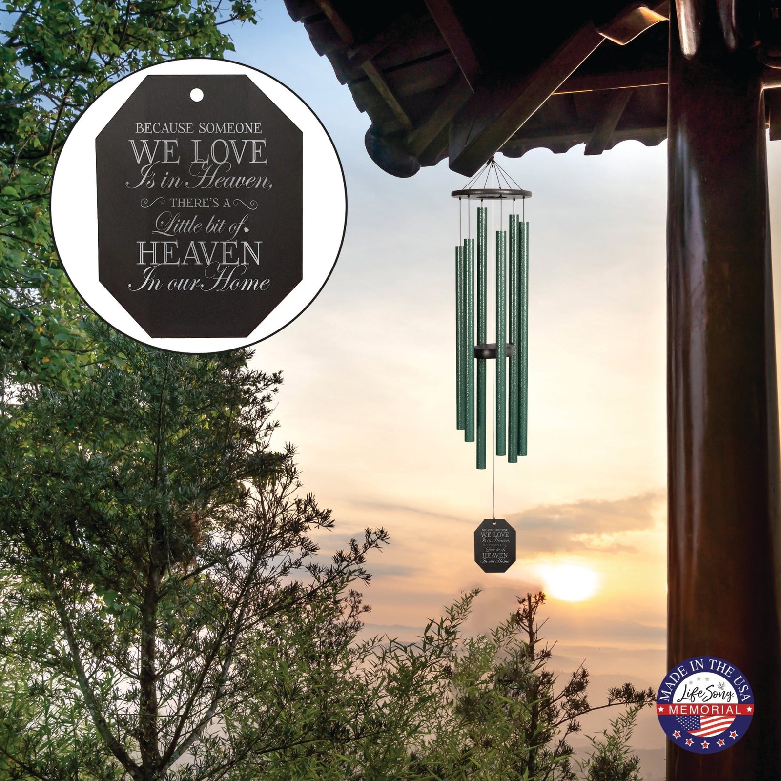 Memorial Sympathy Wind Chimes| Forest Edge 44" | Family Home Decor - LifeSong Milestones