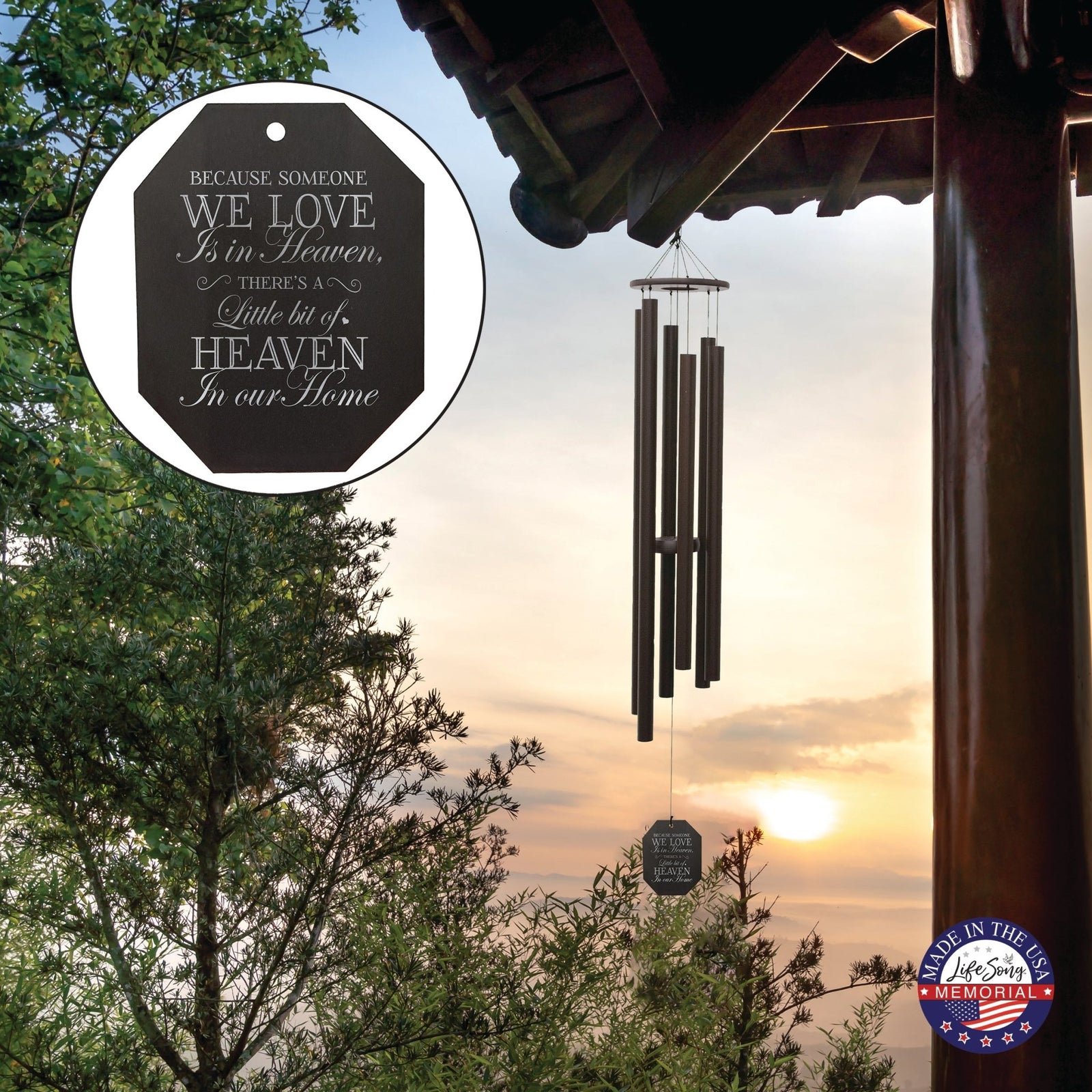 Memorial Sympathy Wind Chimes| Harmonica 53" | Family Home Decor - LifeSong Milestones