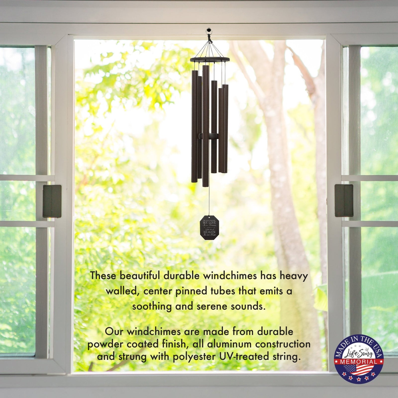 Memorial Sympathy Wind Chimes| King Davids Harp 41" | Family Home Decor - LifeSong Milestones