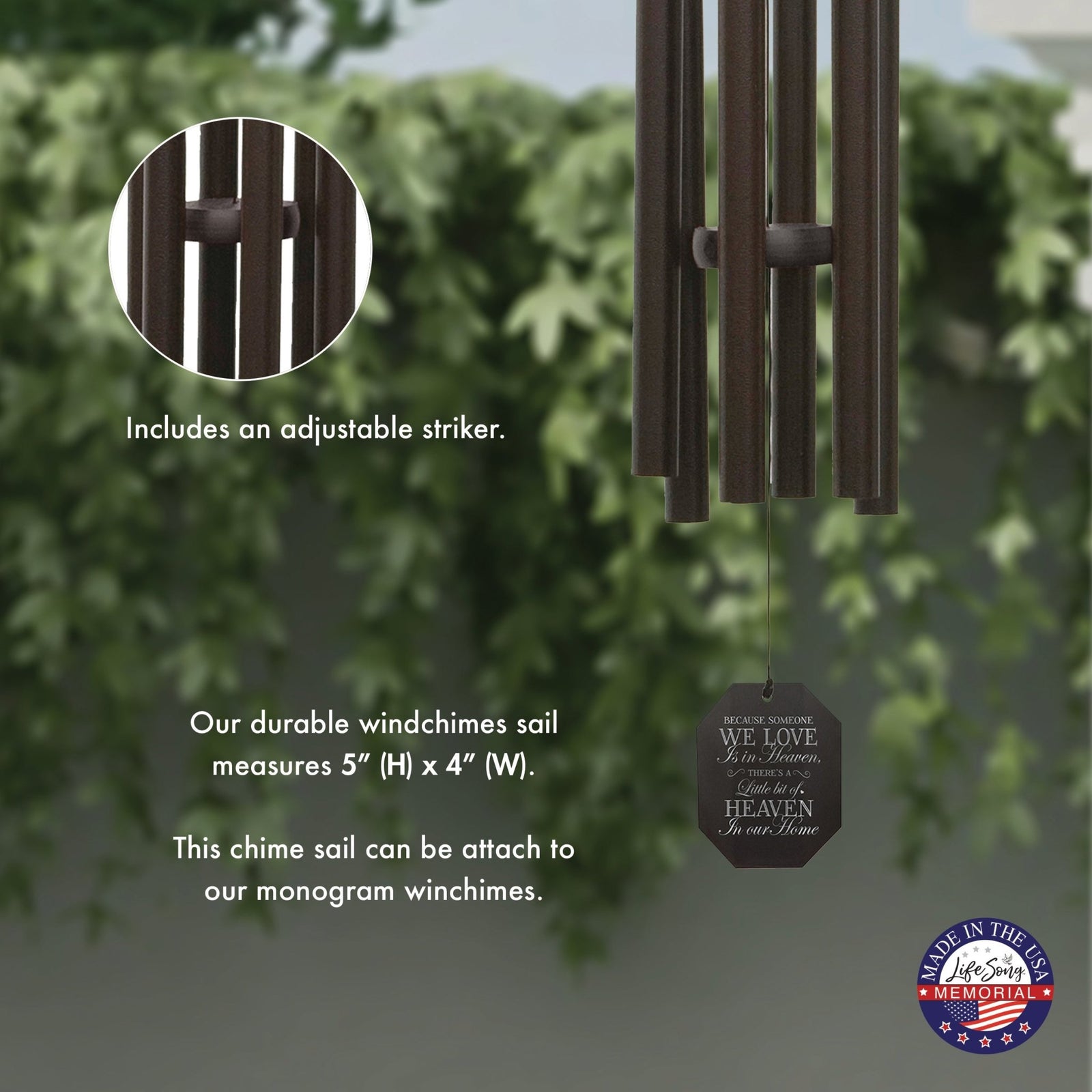 Memorial Sympathy Wind Chimes| Melody Of The Heart 37" | Family Home Decor - LifeSong Milestones