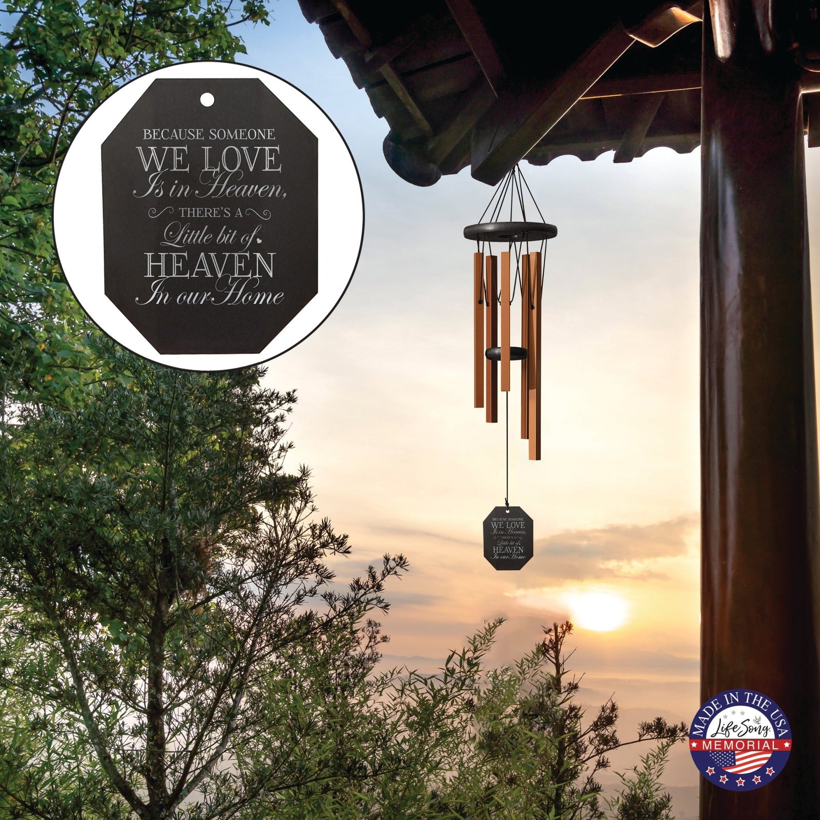 Memorial Sympathy Wind Chimes| Morning Song 25" | Family Home Decor - LifeSong Milestones