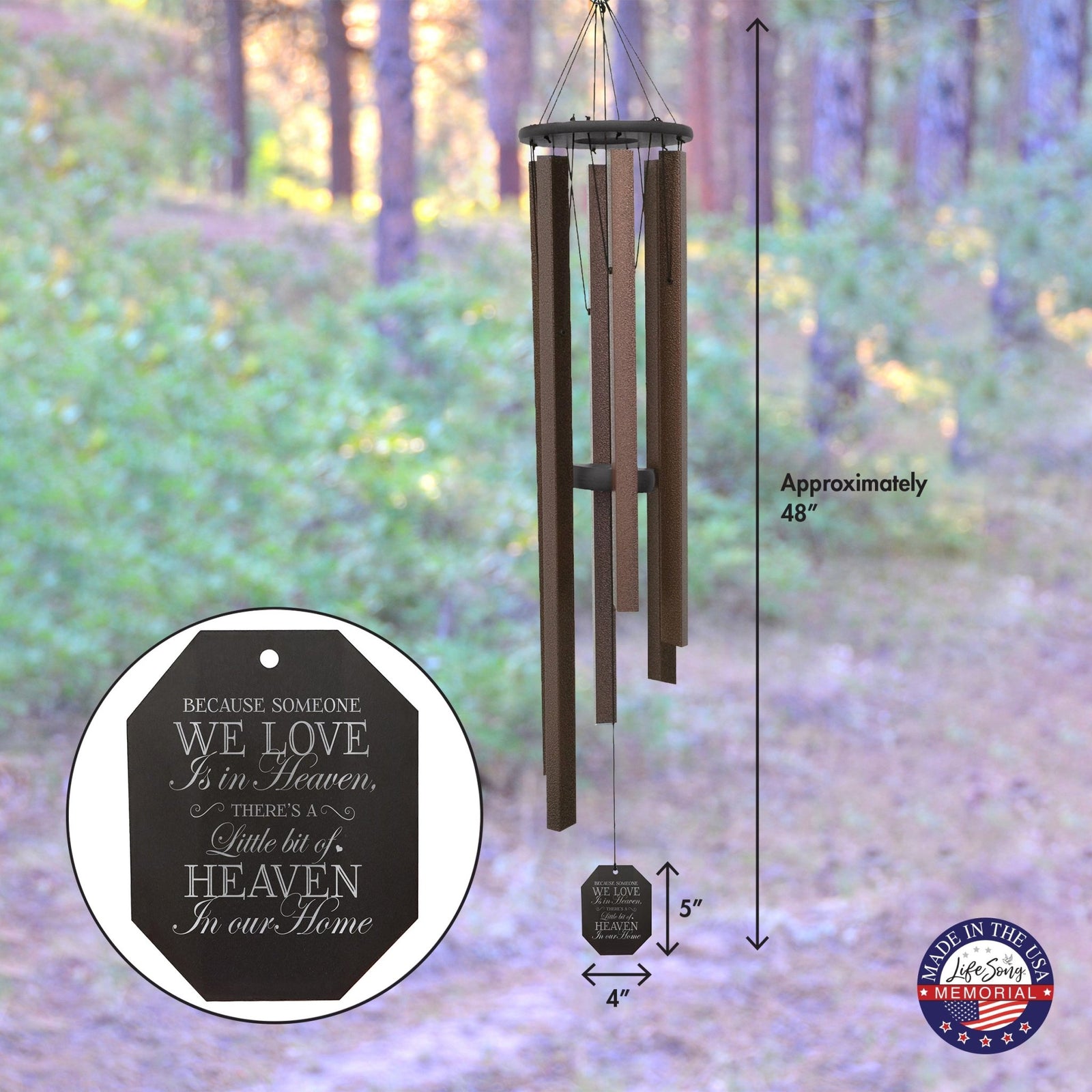 Memorial Sympathy Wind Chimes| Mountain Seranade 48" | Family Home Decor - LifeSong Milestones