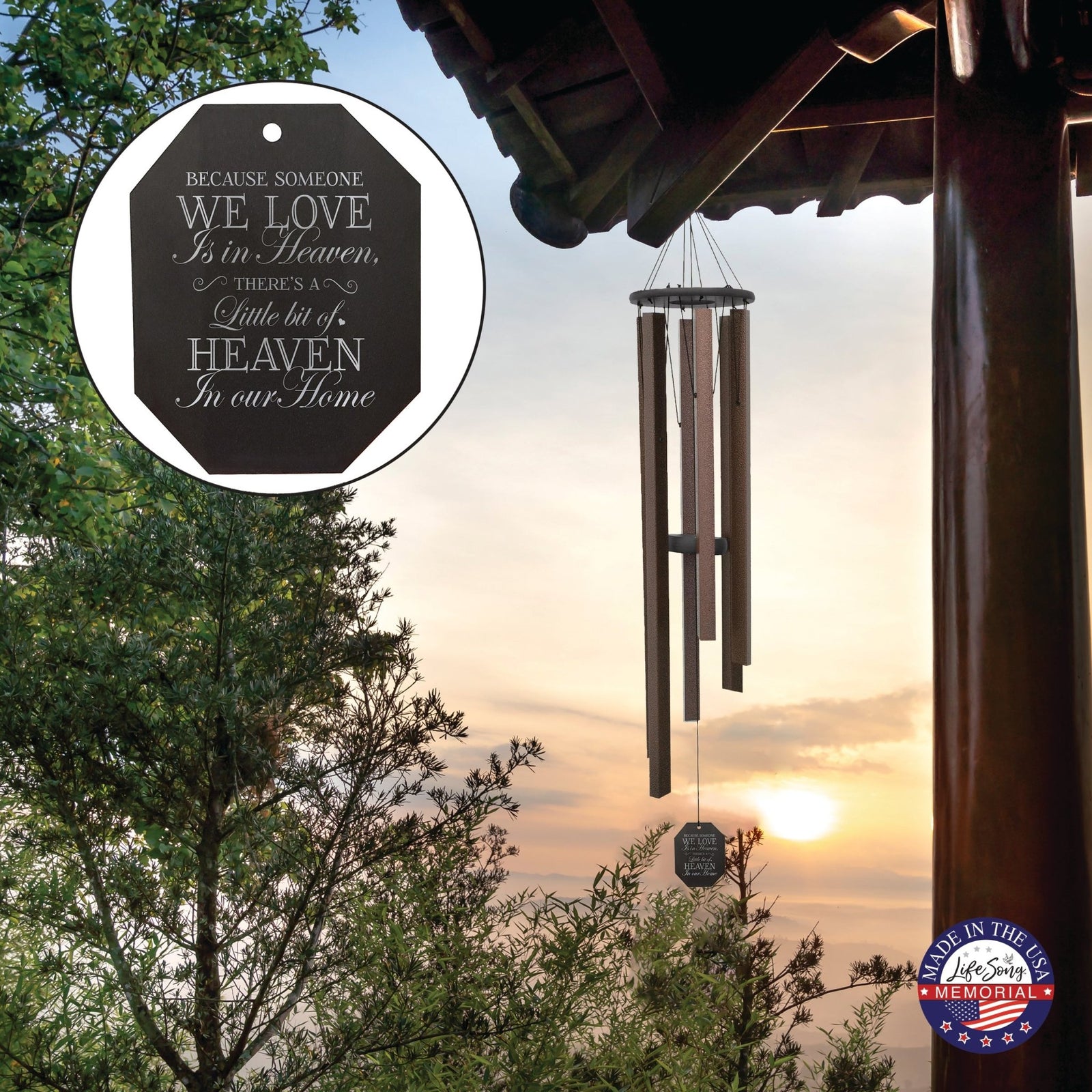 Memorial Sympathy Wind Chimes| Mountain Seranade 48" | Family Home Decor - LifeSong Milestones