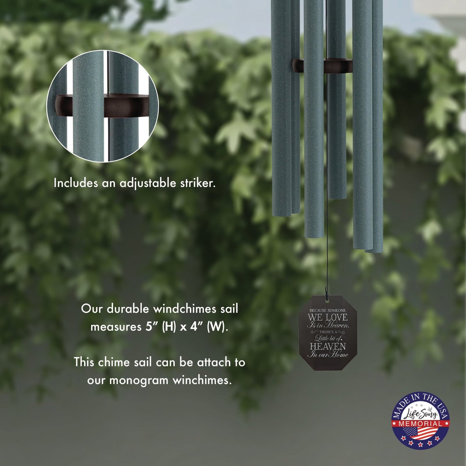 Memorial Sympathy Wind Chimes| Serenity 48" | Family Home Decor - LifeSong Milestones