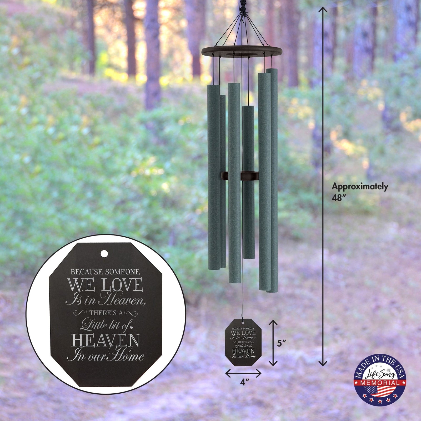 Memorial Sympathy Wind Chimes| Serenity 48" | Family Home Decor - LifeSong Milestones
