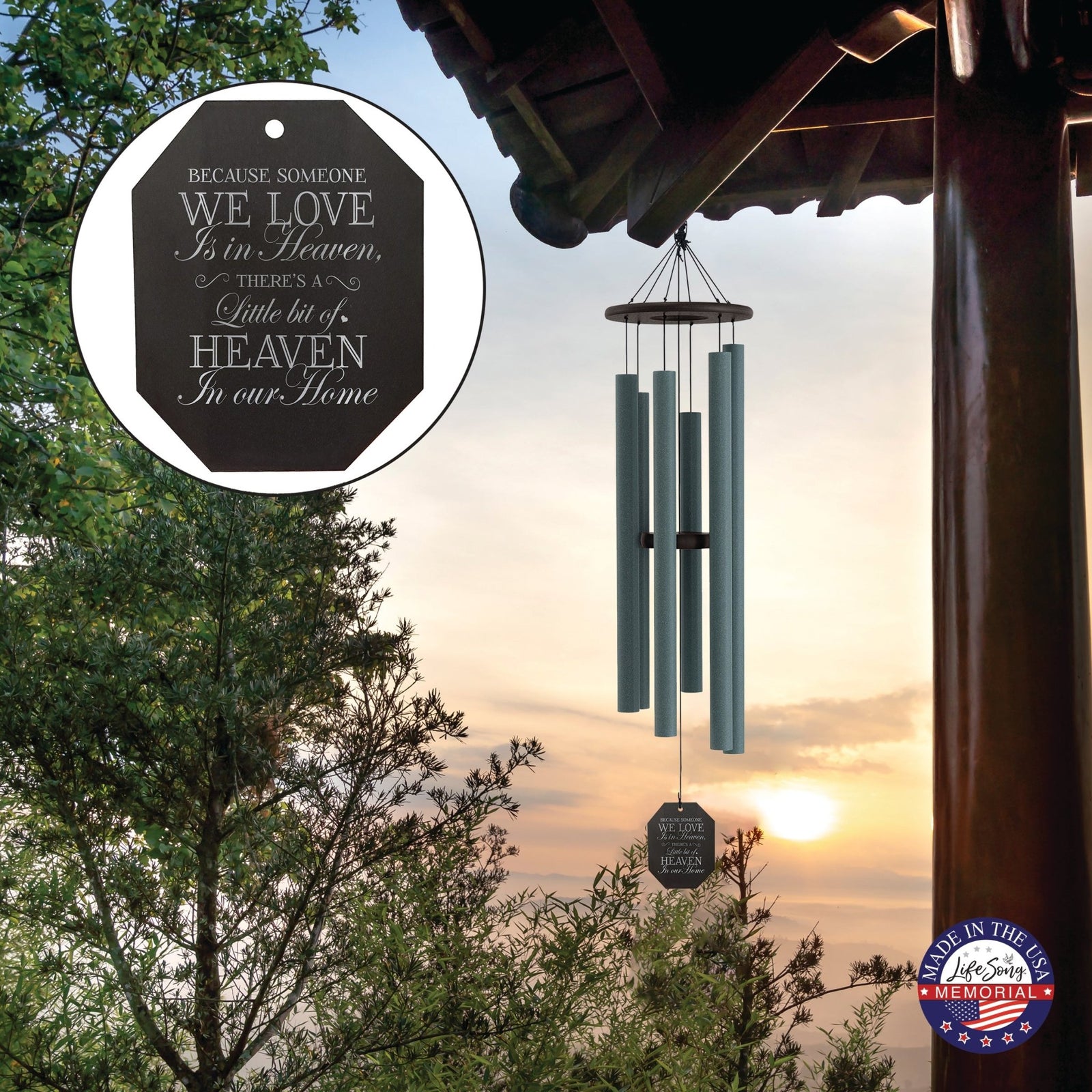 Memorial Sympathy Wind Chimes| Serenity 48" | Family Home Decor - LifeSong Milestones