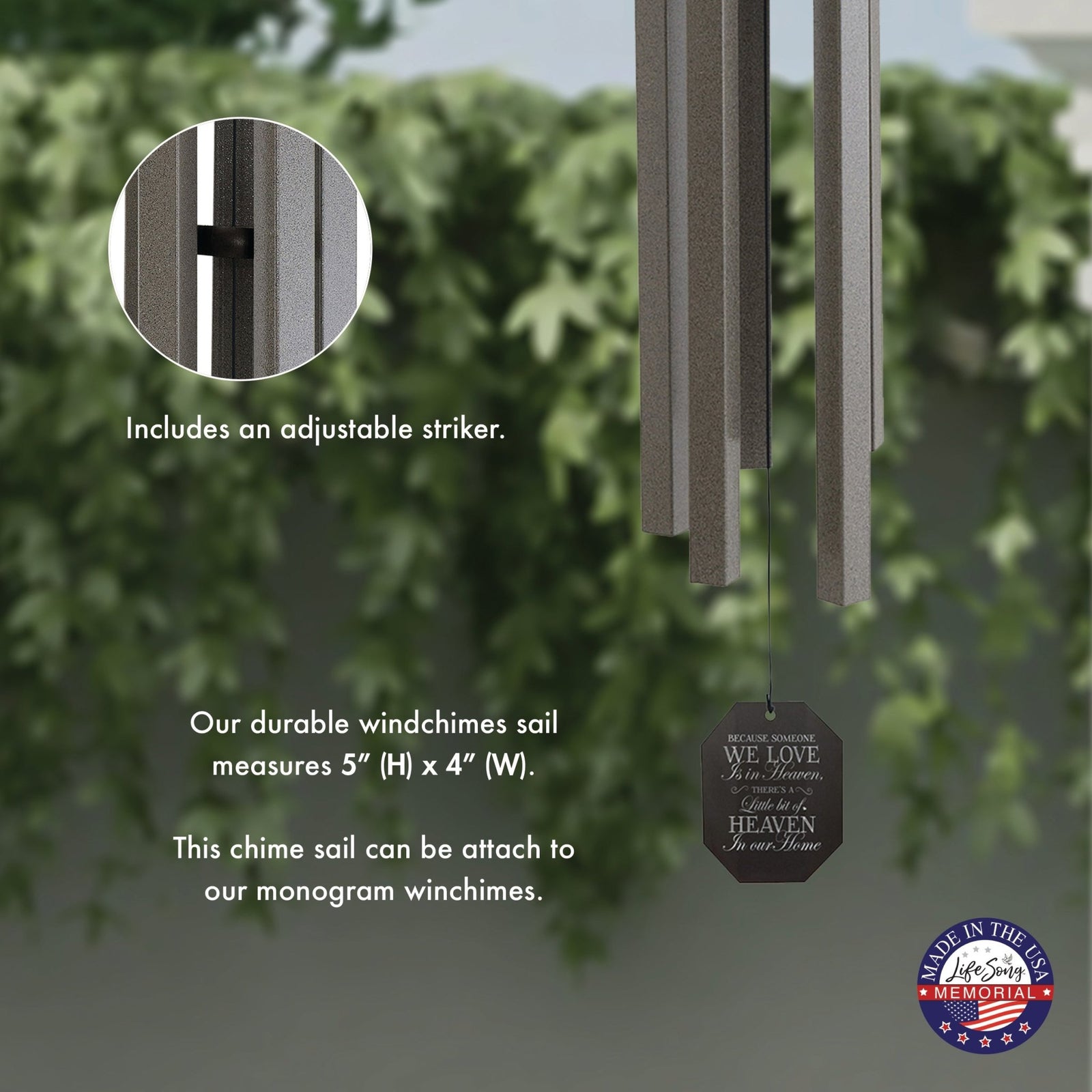 Memorial Sympathy Wind Chimes| Sunsetter 73" | Family Home Decor - LifeSong Milestones