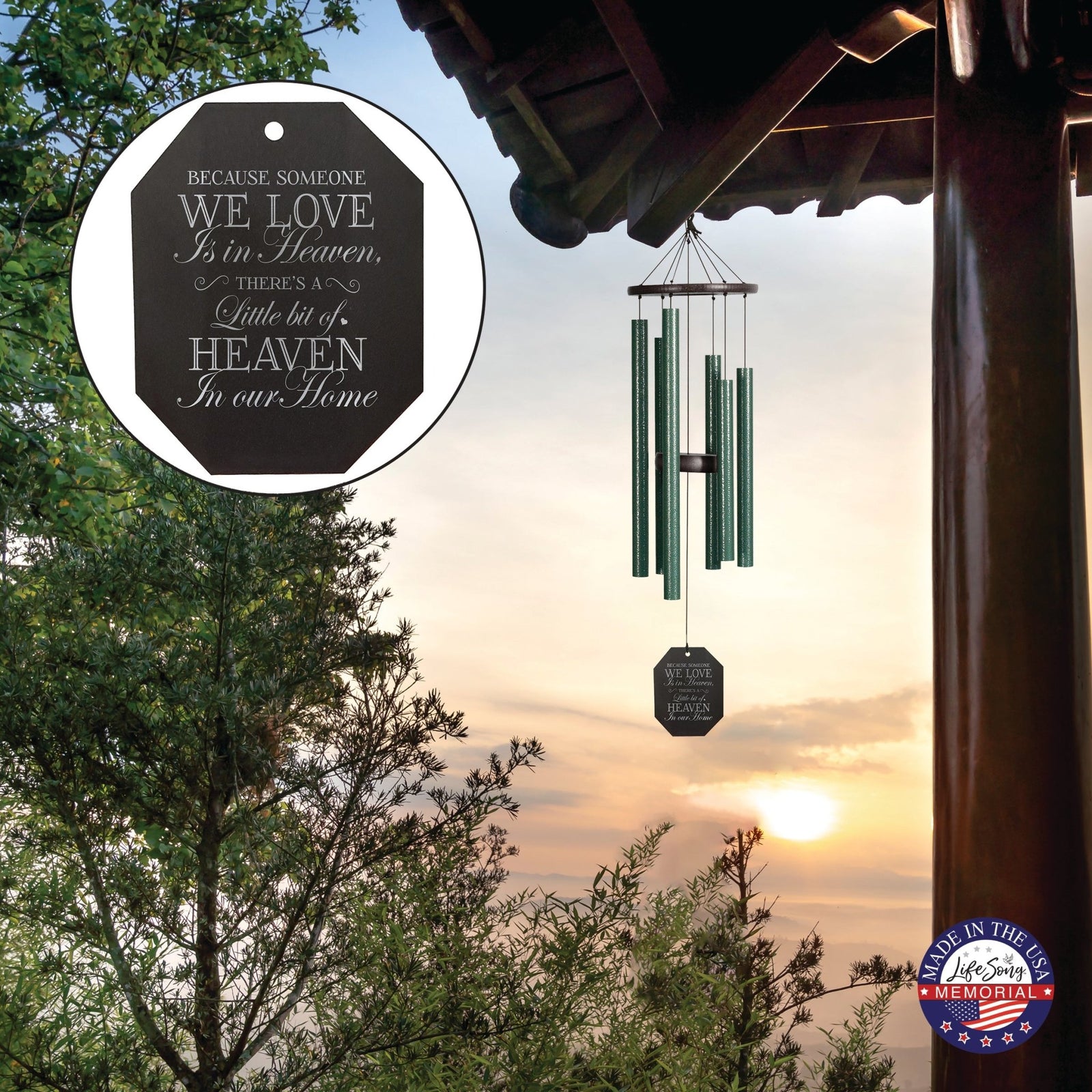 Memorial Sympathy Wind Chimes| Tinkerbelle 32" | Family Home Decor - LifeSong Milestones